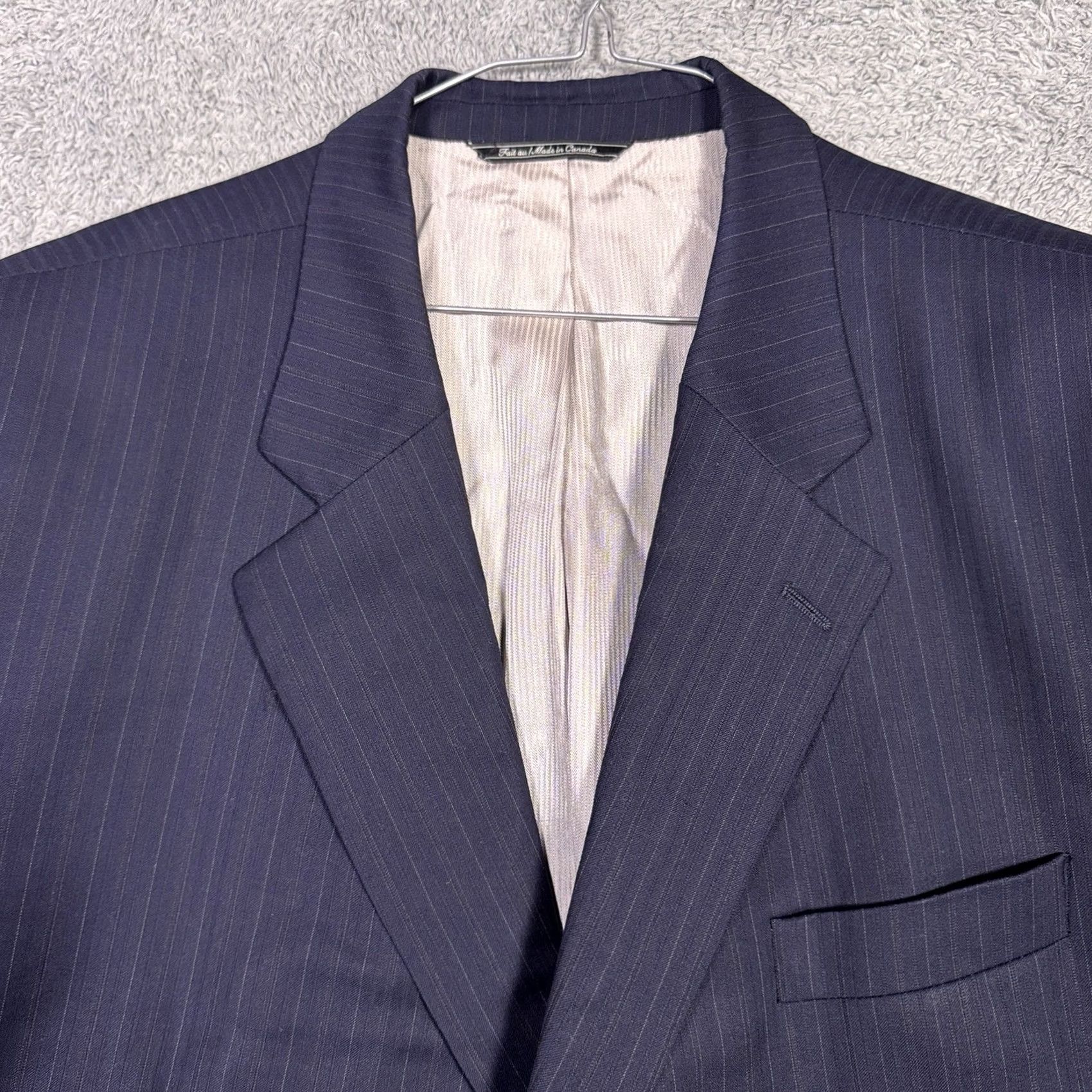 Jack Victor Jack Victor Blazer Mens 48L Wool Striped Single-Breasted 2-Button Notch Lapel Long Jacket City Classic USA Wedding 110s Size 48R - 4 Thumbnail