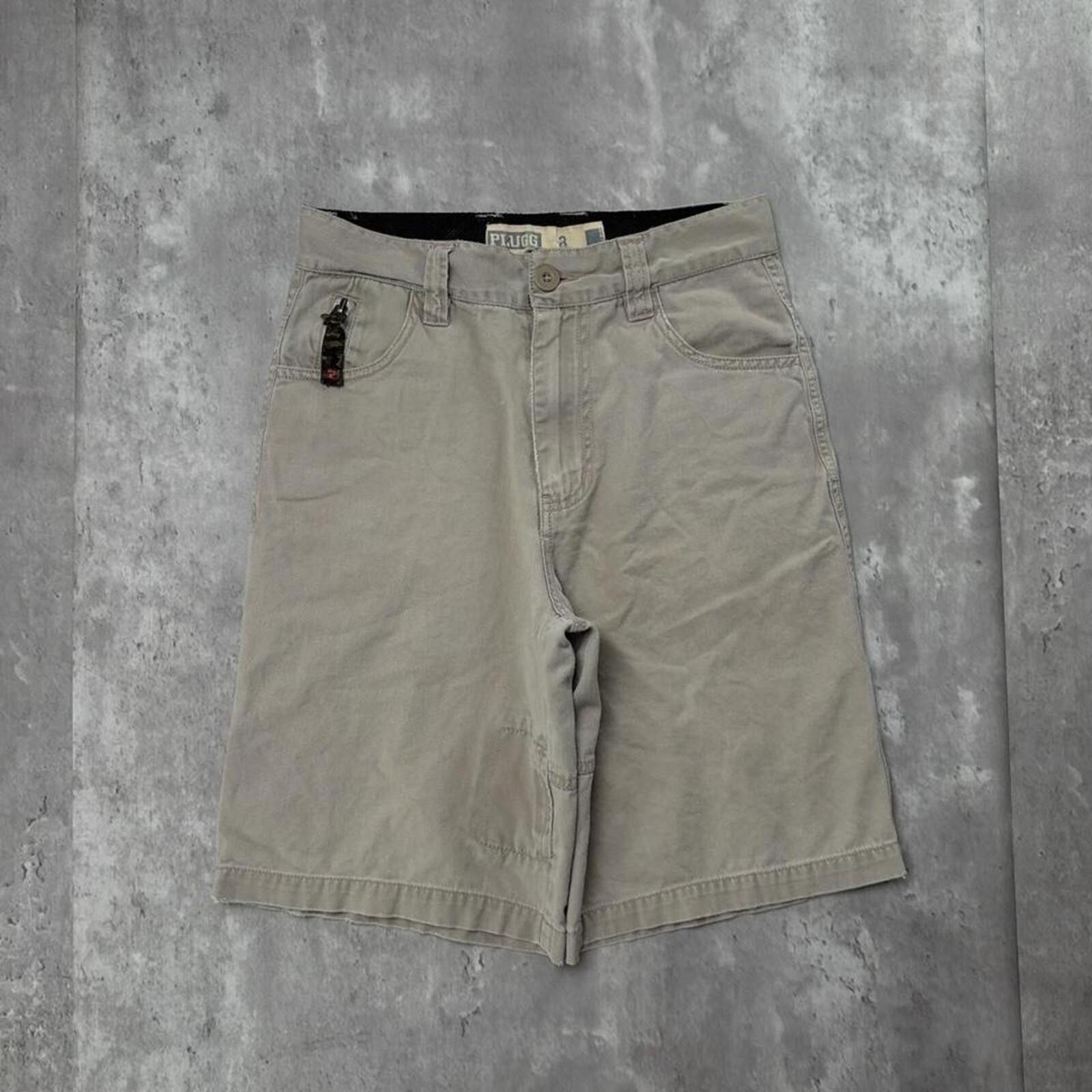 Other Y2K Beige Plugg Grunge Baggy Skater Shorts Size 24" / US 00 / IT 34 - 2 Thumbnail