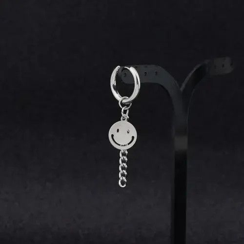 Jewelry Titanium Steel Smiley Face Dangle Drop Earrings for Men Size ONE SIZE - 7 Thumbnail