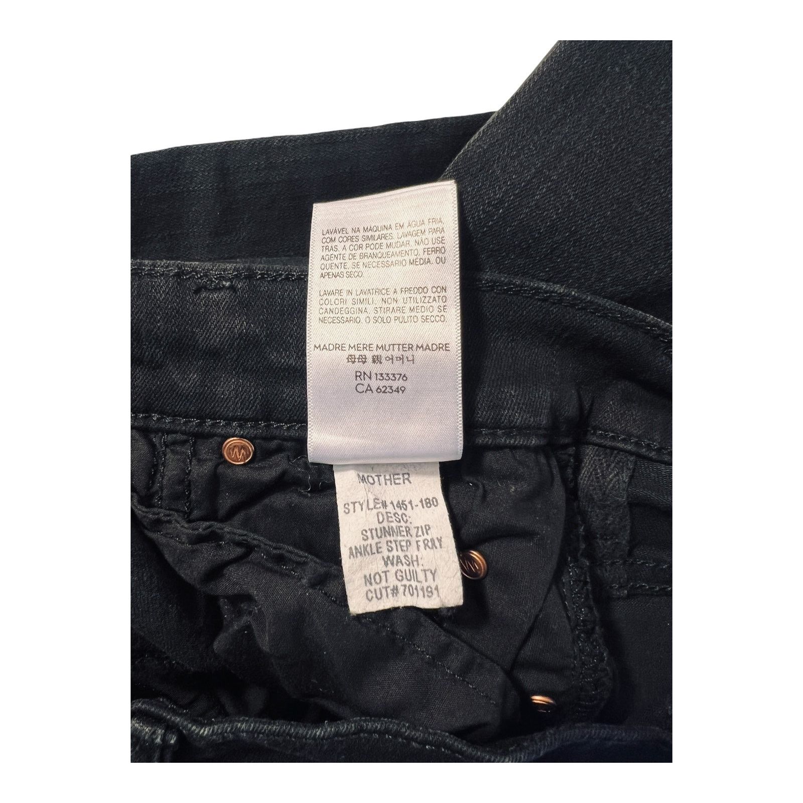 MOTHER Mother Stunner Zip Ankle Step Fray Jeans Not Guilty Black 24 Size 24" / US 00 / IT 34 - 6 Thumbnail