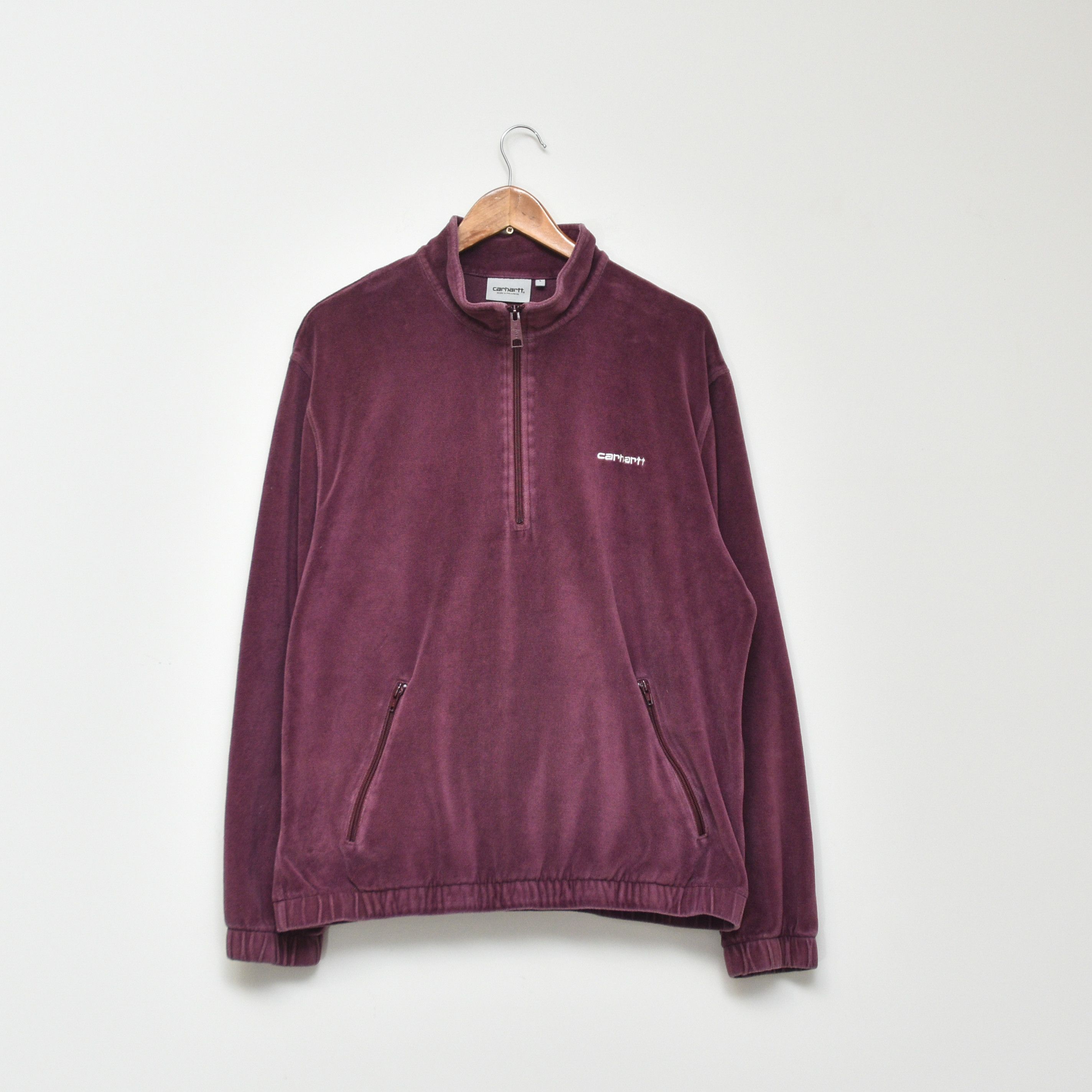 Carhartt WIP Tila Pullover 1/4 Zip Velvet Velur Burgundy L