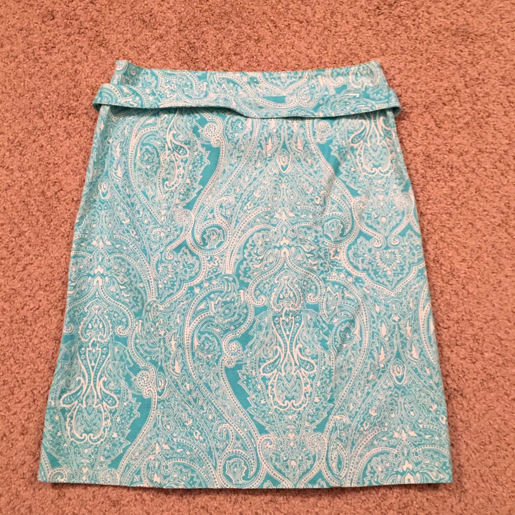 Talbots Talbots Skirt Women Size 6 Blue Paisley Belted Pencil Knee Length Unlined Size 28" / US 6 / IT 42 - 6 Thumbnail