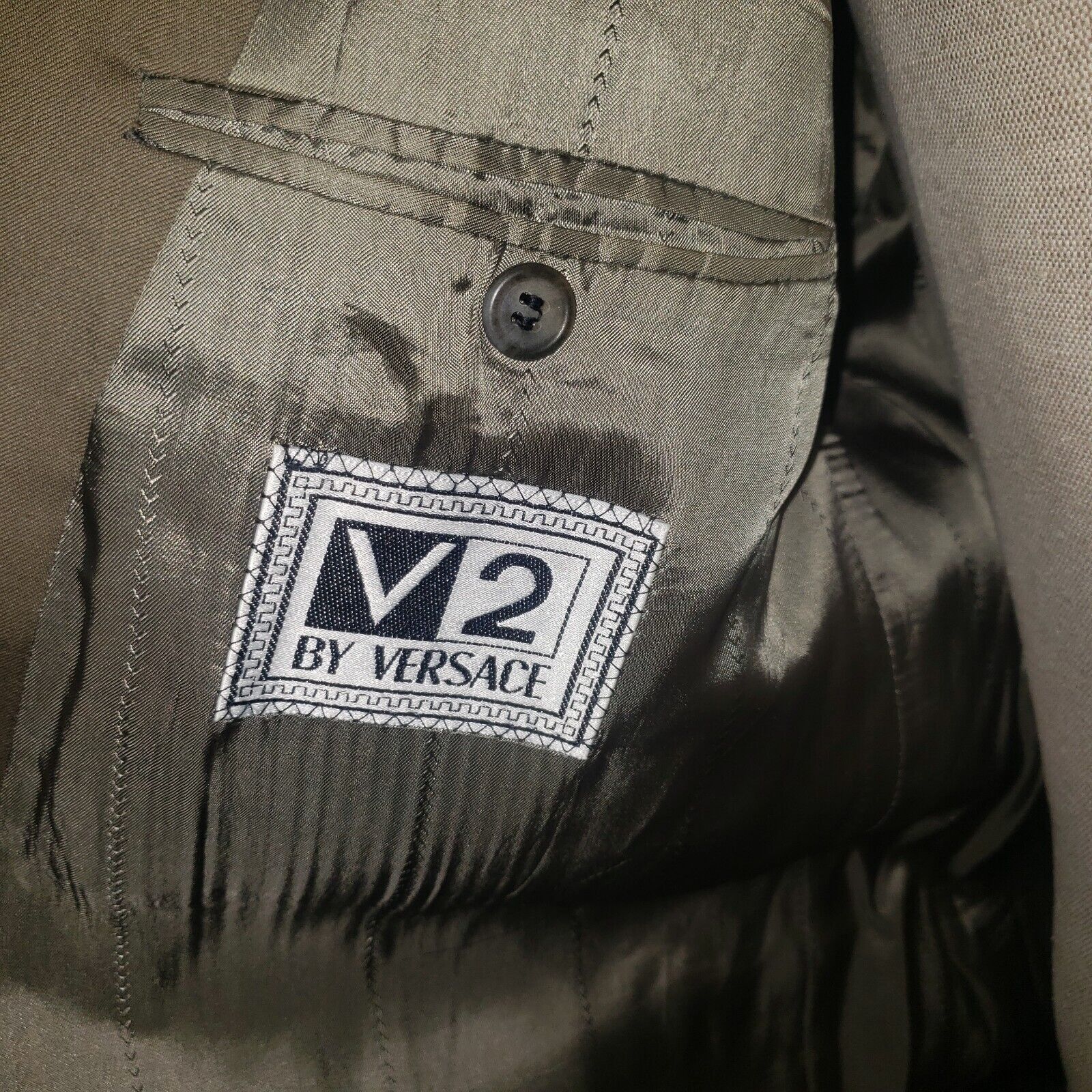 Versace Gianni Versace V2 Men's Double Breastfed Olive Blazer 54 R Size 54R - 4 Thumbnail