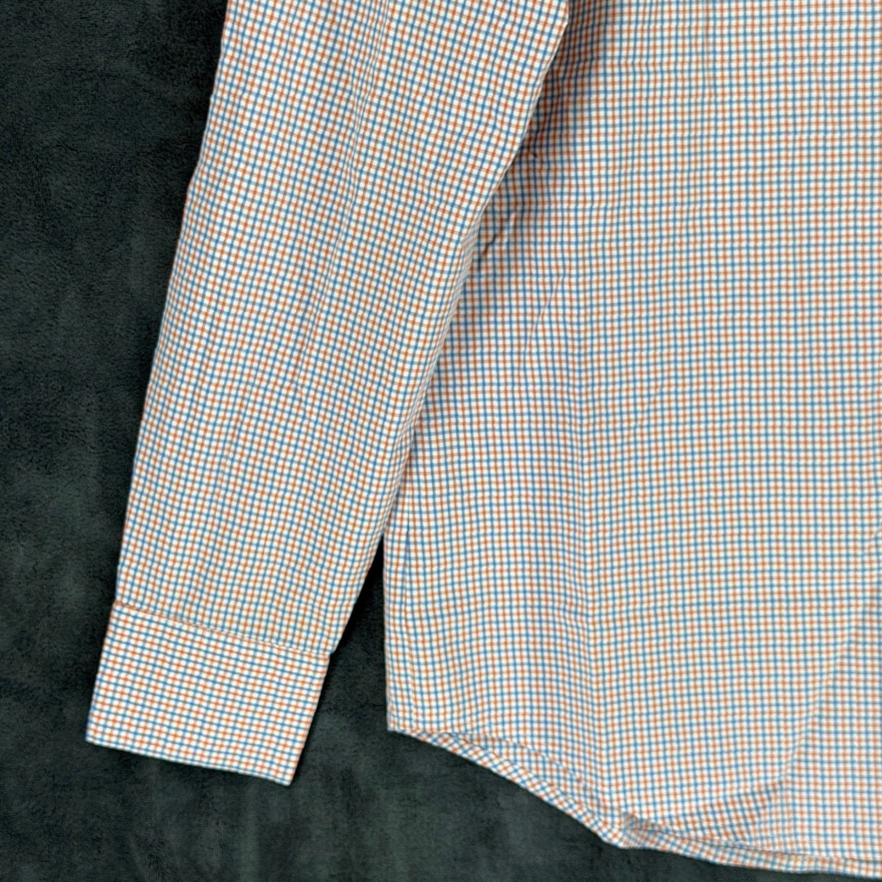 Mizzen+Main Mizzen+Main Leeward Dress Shirt Mens L Slim Fit Orange Blue Check L-9017 Size 42R - 3 Thumbnail