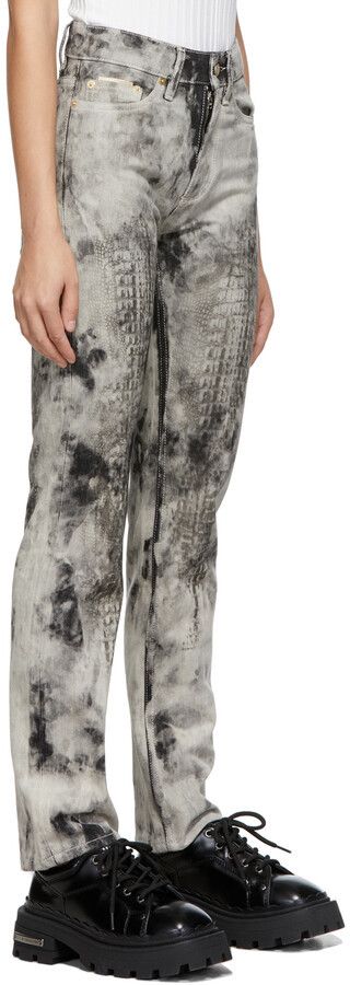 Eytys o1mle0524 Croc Tie-dye Jeans in Grey/Black Size 25" / US 0 / IT 36 - 3 Thumbnail