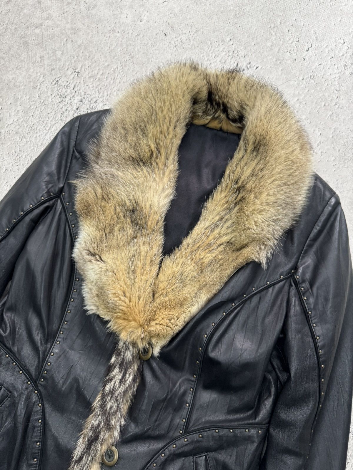 Le Grande Bleu (L.G.B.) Rare leather legrandebleu leather fur jacket blazer 90s Size M / US 6-8 / IT 42-44 - 4 Thumbnail