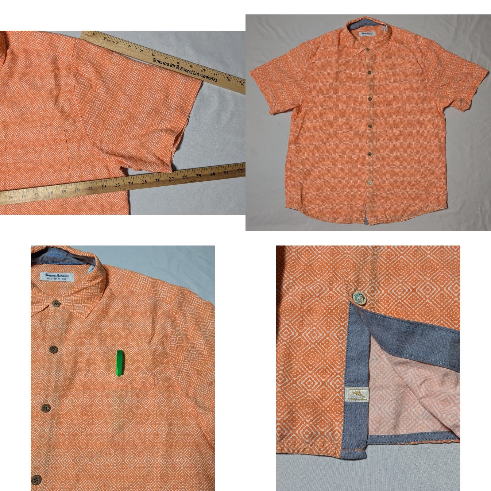 Tommy Bahama Tommy Bahama The Coconut Point Shirt Orange Geo Tencel Blend - Men Large Shirt Mens Orange Geometric Short Sleeve Button-Up Size US L / EU 52-54 / 3 - 8 Thumbnail