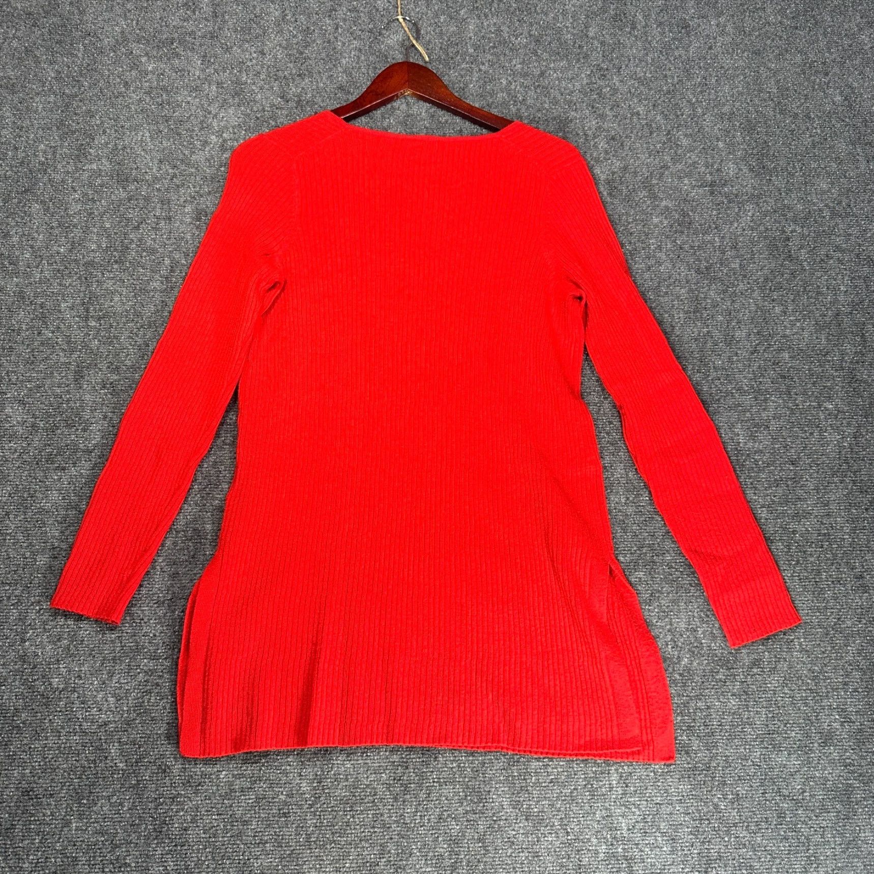 Anthropologie VINTAGE Anthropologie Ett Twa Sweater Womens Small Red Cable Knit V Neck Split Hem Size S / US 4 / IT 40 - 6 Thumbnail