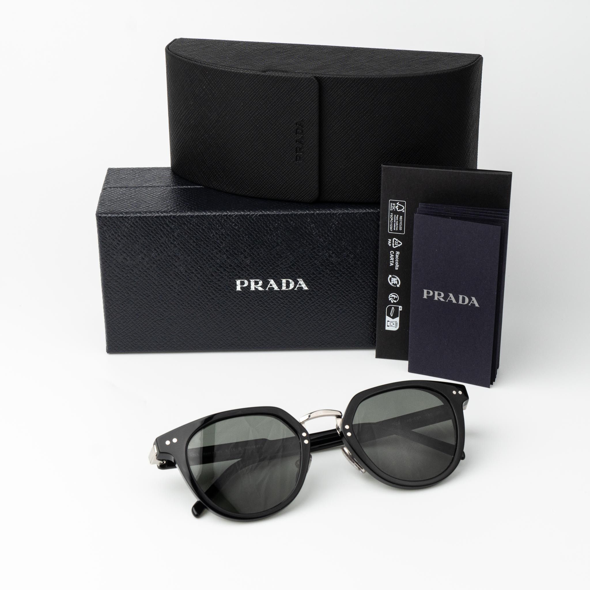 Prada Prada Men Sunglasses Oval PR17YS 1AB03R BRAND NEW Size ONE SIZE - 10 Thumbnail