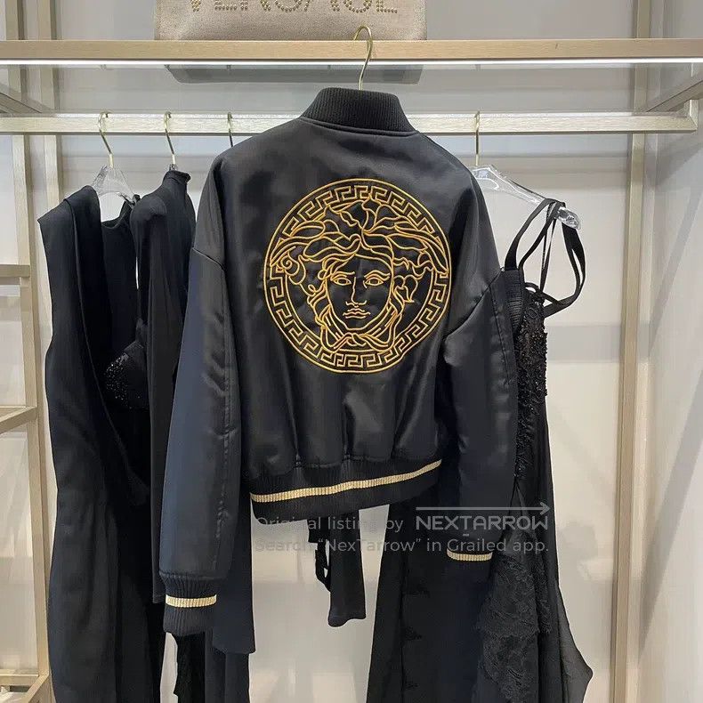 Versace Embroidered Medusa black baseball uniform cotton j