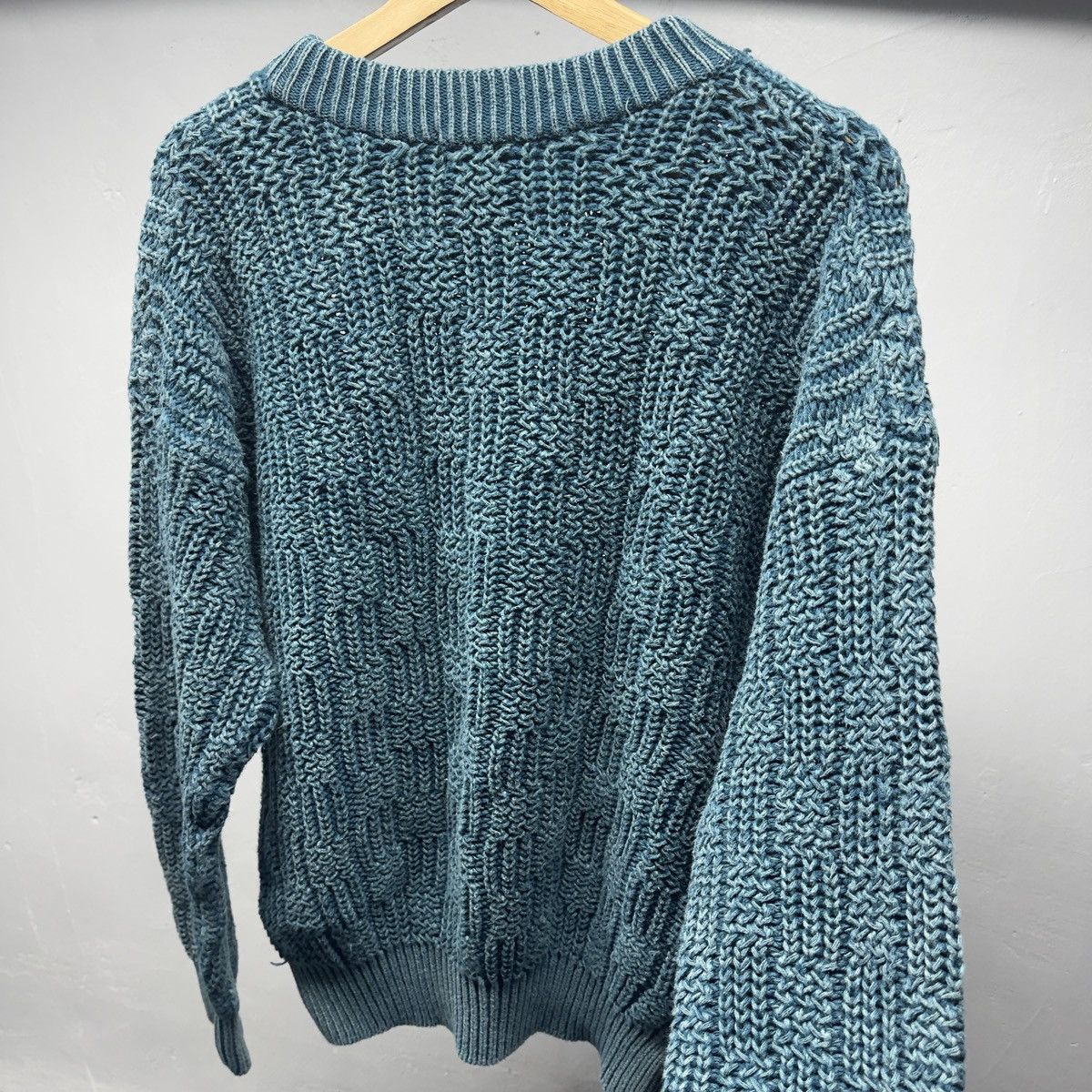 Vintage 90s Basketweave Loose Gauge Knit Sweater ERD Grunge Chrome Size US L / EU 52-54 / 3 - 7 Thumbnail