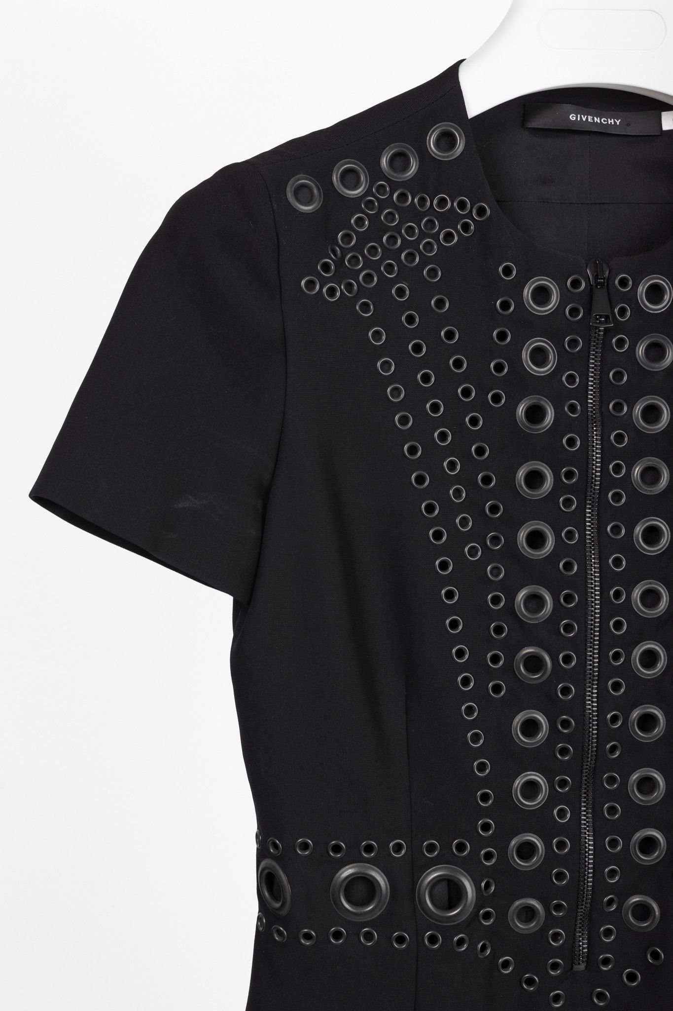 Givenchy Givenchy Black Crepe Grommet-Embellished Mini Dress Size M / US 6-8 / IT 42-44 - 5 Thumbnail