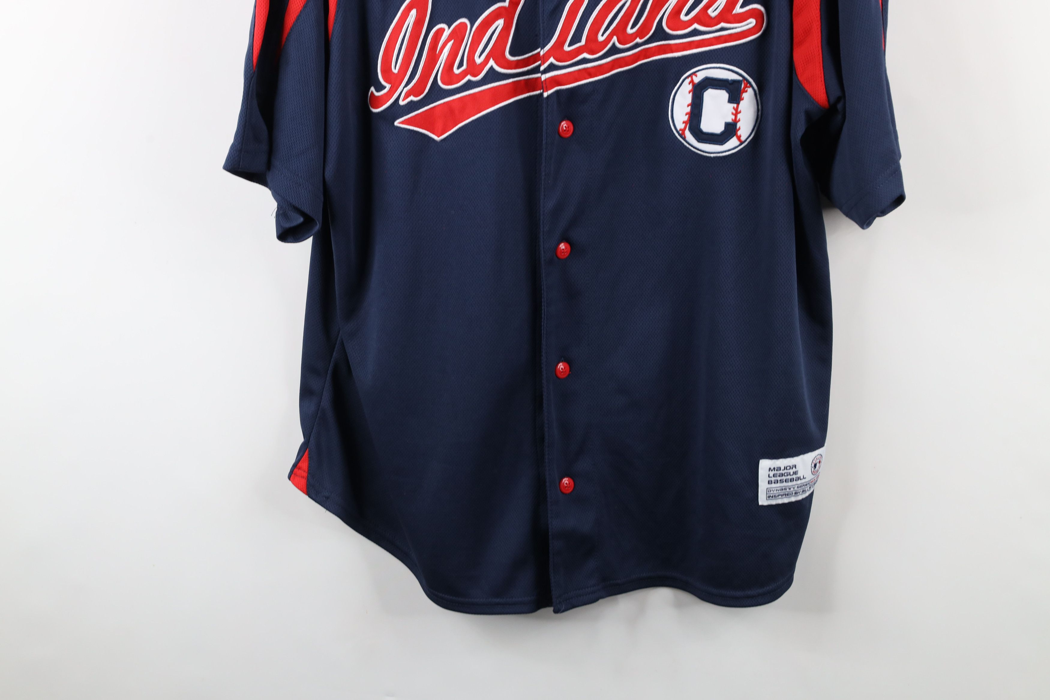 Vintage Vintage Spell Script Cleveland Indians Baseball Jersey Blue Size XL / US 12-14 / IT 48-50 - 3 Thumbnail