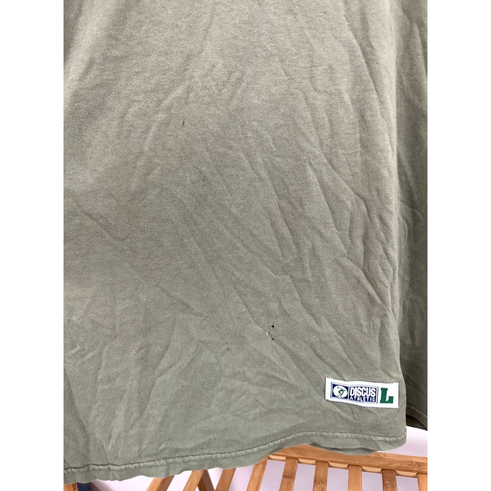 Vintage VTG 90s Sun Faded Green Henley Discus Athletic T-Shirt Size L Mens Grunge Workwear Short Sleeve Casual Shirt Size US L / EU 52-54 / 3 - 6 Thumbnail