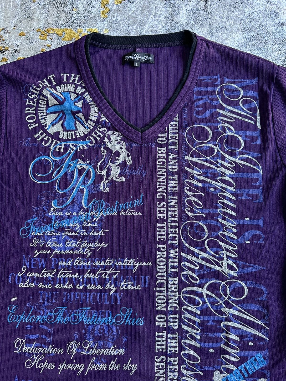 Hysteric Glamour SEDITIONARIES POEM PUNK STYLE DOUBLE COLLAR TSHIRT PURPLE Size US L / EU 52-54 / 3 - 2 Thumbnail
