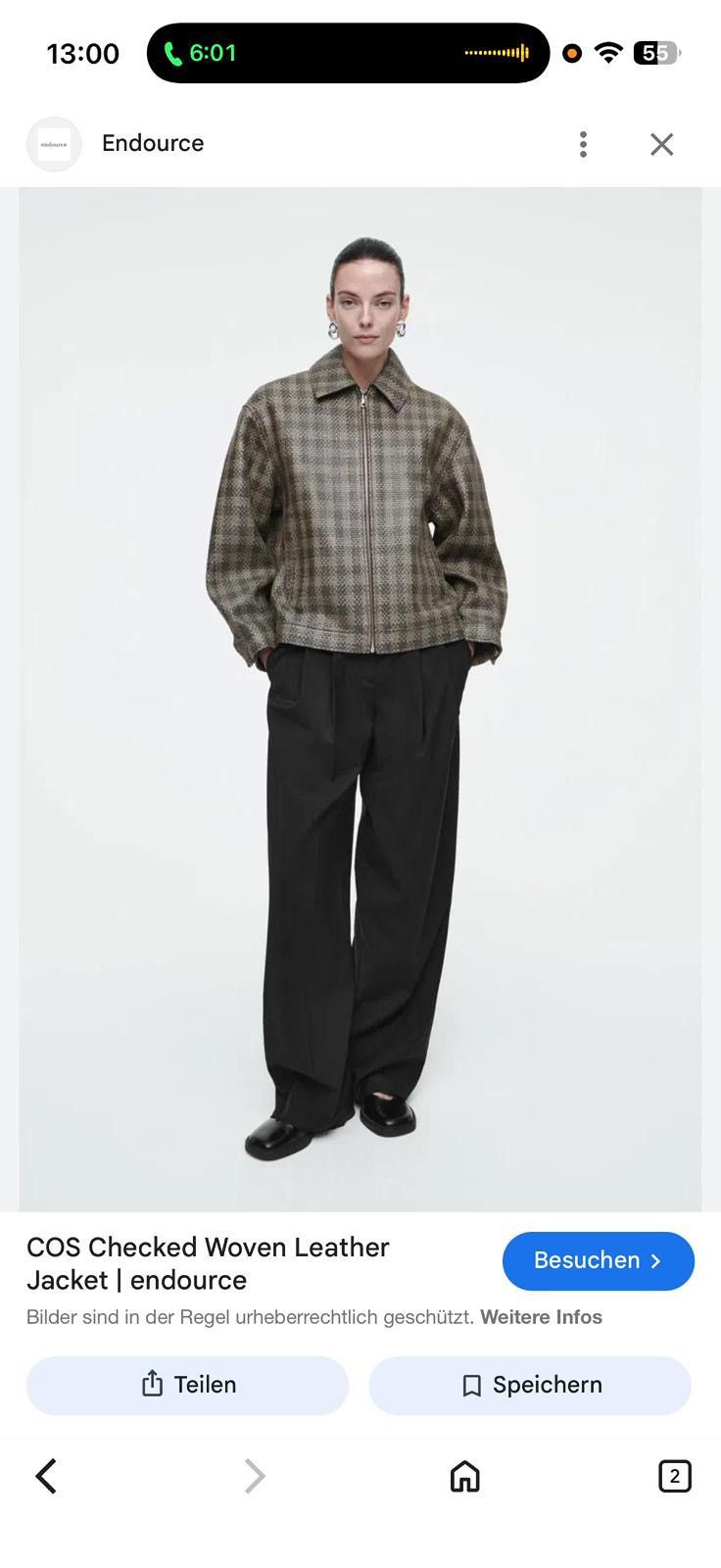 Cos COS Checked Woven Leather Besuchen > Jacket | endource Size XXS / US 00 / IT 34 - 4 Thumbnail