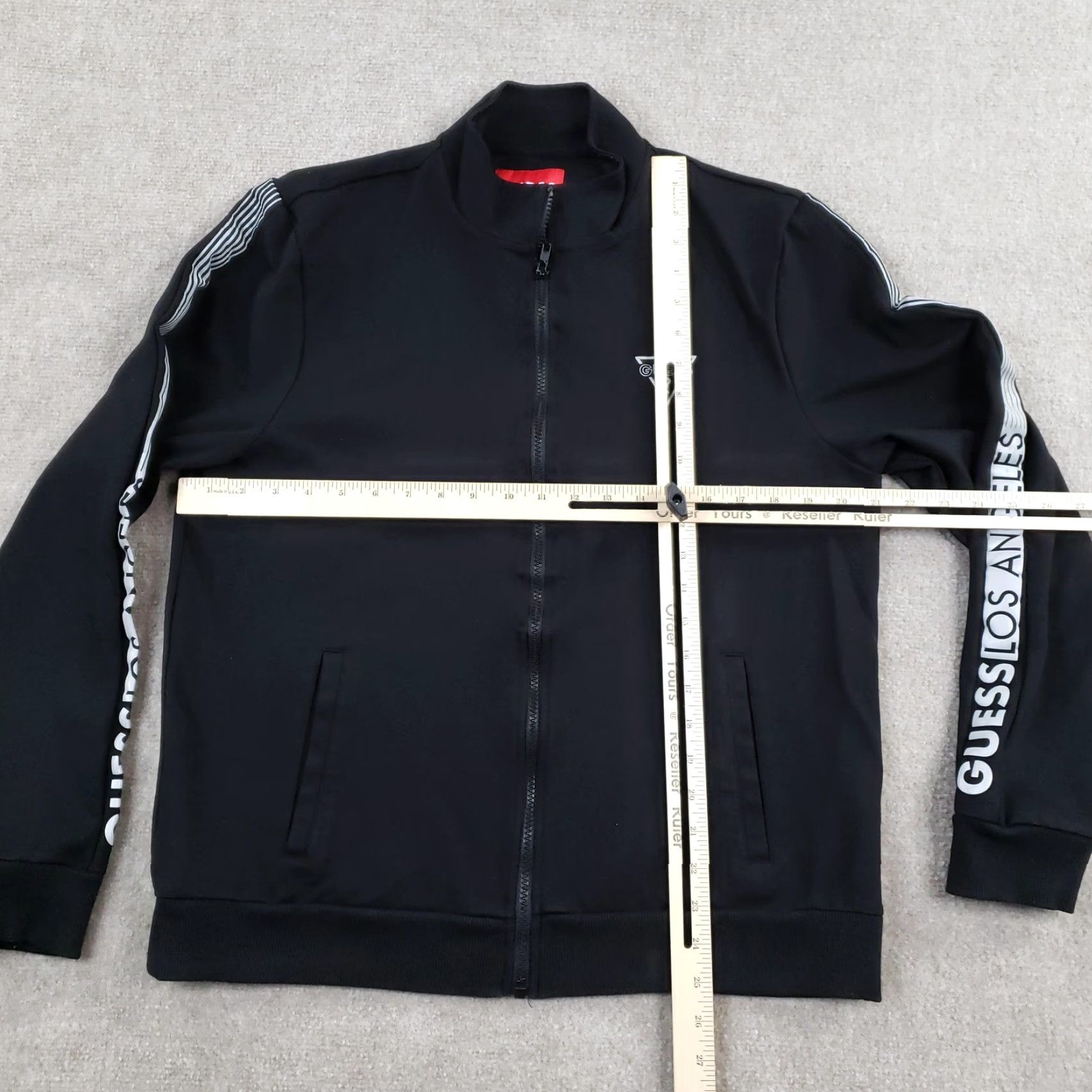 Guess VINTAGE GUESS Los Angeles Track Jacket Womens L Black Full Zip Reflective Logo, 90s Inspired, Activewear Womens Large Black Size L / US 10 / IT 46 - 3 Thumbnail