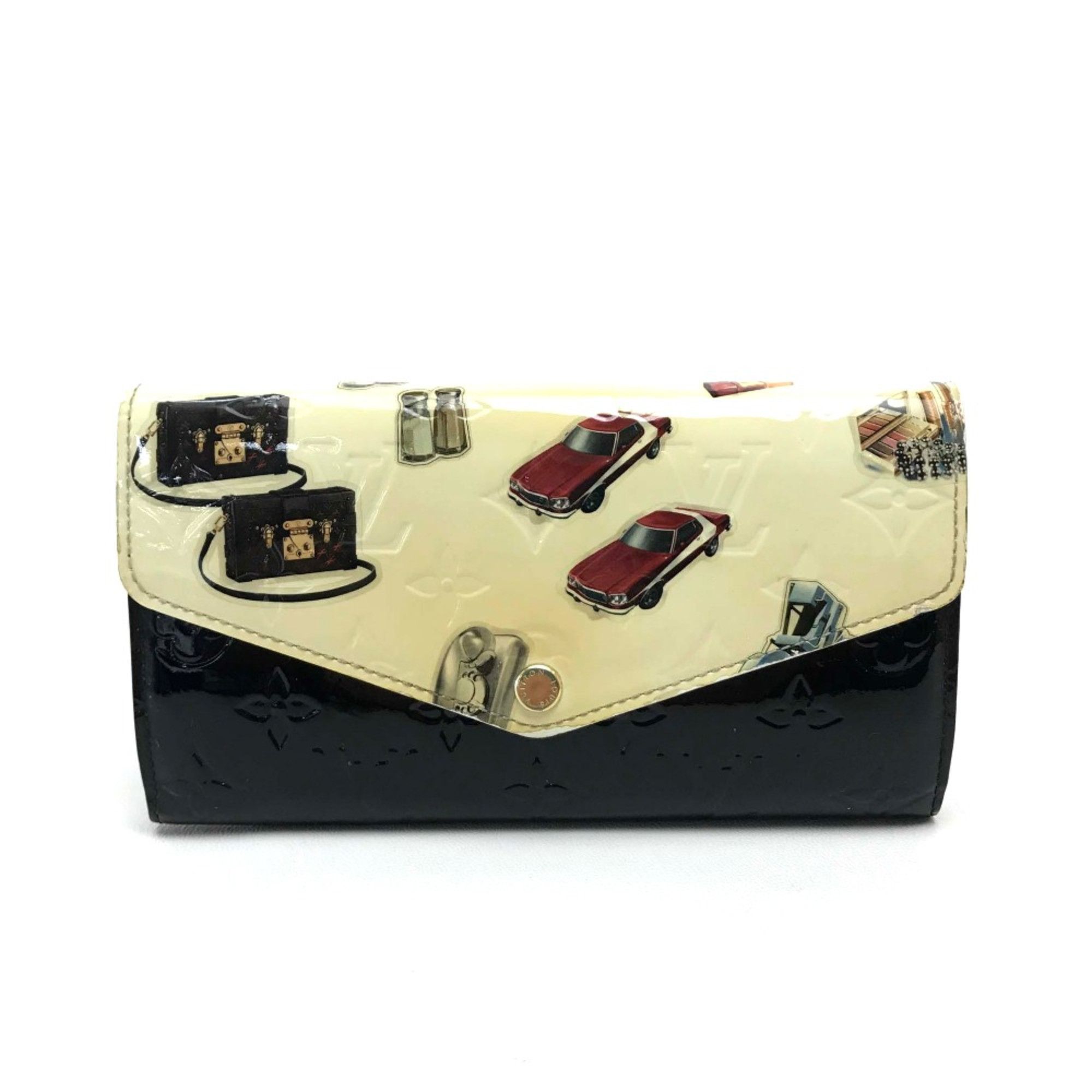 Louis Vuitton Louis Vuitton M50371 Monogram-Vernis Two fold Long Wallet White Black Size ONE SIZE - 1 Thumbnail