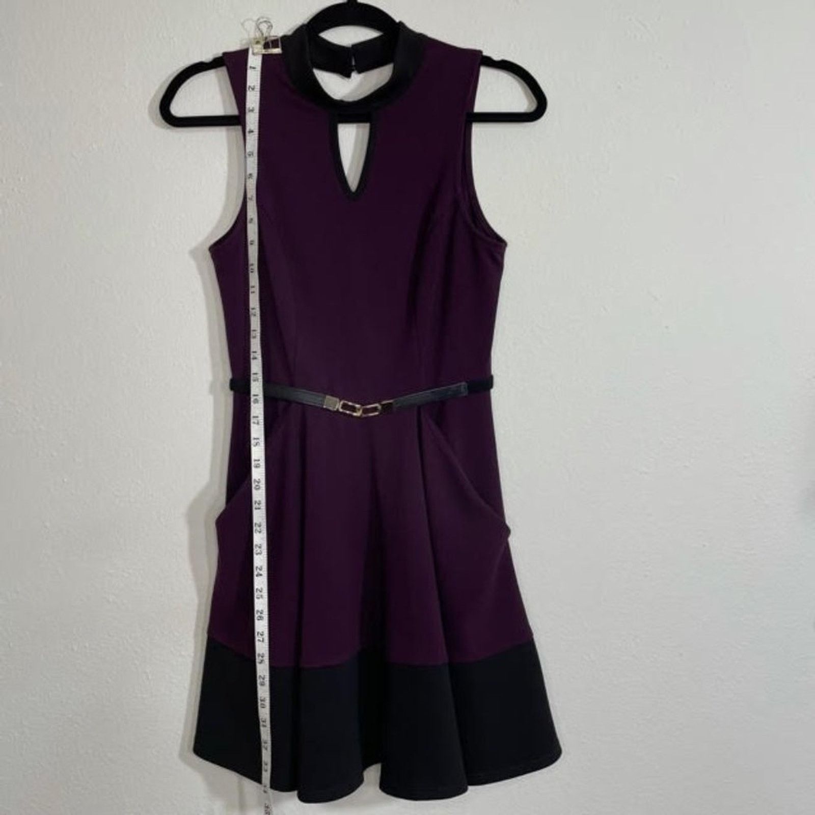 Other A. Byer Eggplant Purple Black A-Line Dress Gold Belt Size M Size M / US 6-8 / IT 42-44 - 3 Thumbnail