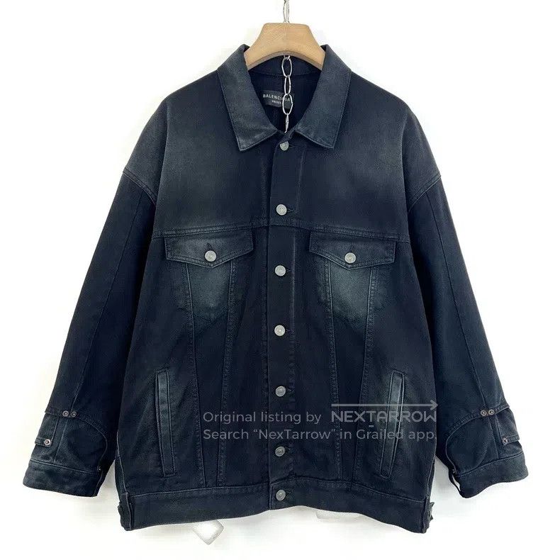 Balenciaga Deconstructed Black Washed Distressed Denim Pan