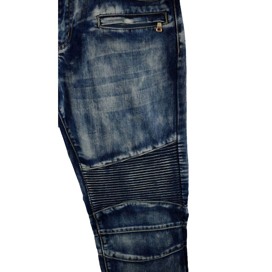 Embellish Embellish Mens 38 x 34 Distressed Blue Biker Jeans Size US 38 / EU 54 - 3 Thumbnail