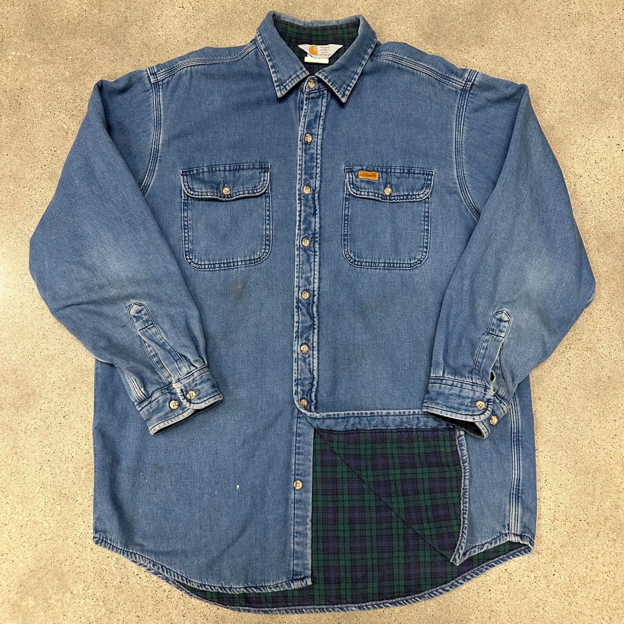 Carhartt × Vintage Vintage 90s Carhart Denim Button Up Flannel Lined Shirt Size US XL / EU 56 / 4 - 1 Thumbnail