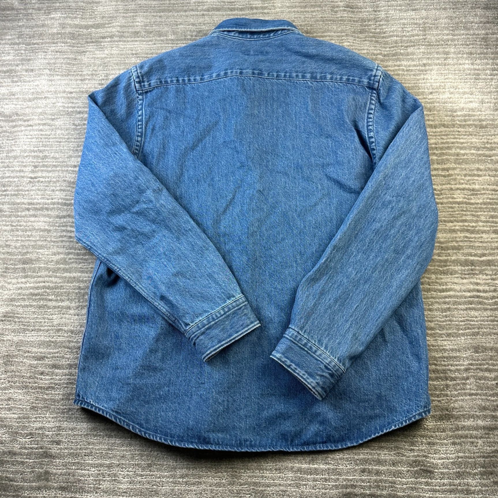 Express Express Shirt Mens Medium Blue Heavyweight Denim Shacket Button Size US M / EU 48-50 / 2 - 2 Thumbnail
