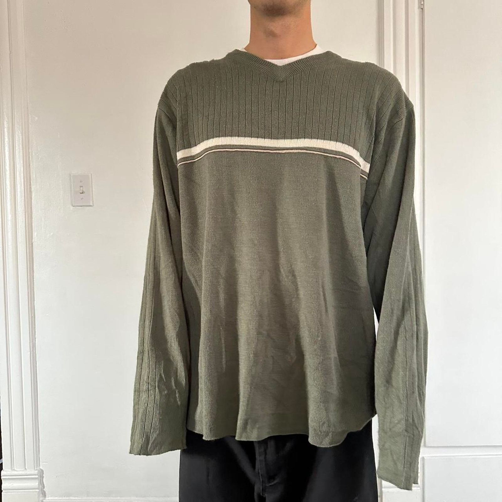 Anchor Blue Vintage 00s Y2K Anchor Blue Baggy Striped Longsleeve Sweater Size US XL / EU 56 / 4 - 3 Thumbnail