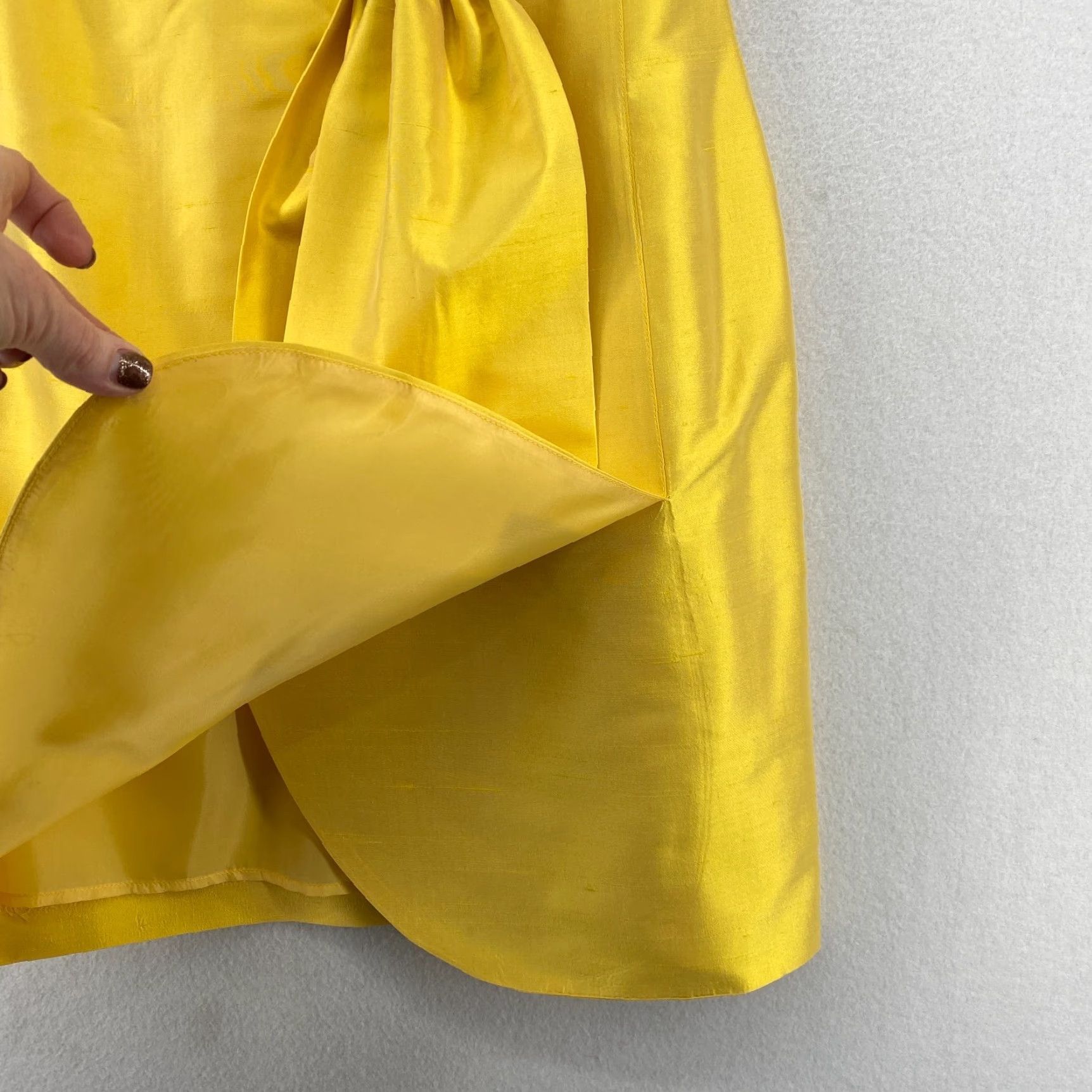 Alaxia Admor Silk Mini Dress M Strapless Bow Yellow Cocktail Party USA Womens