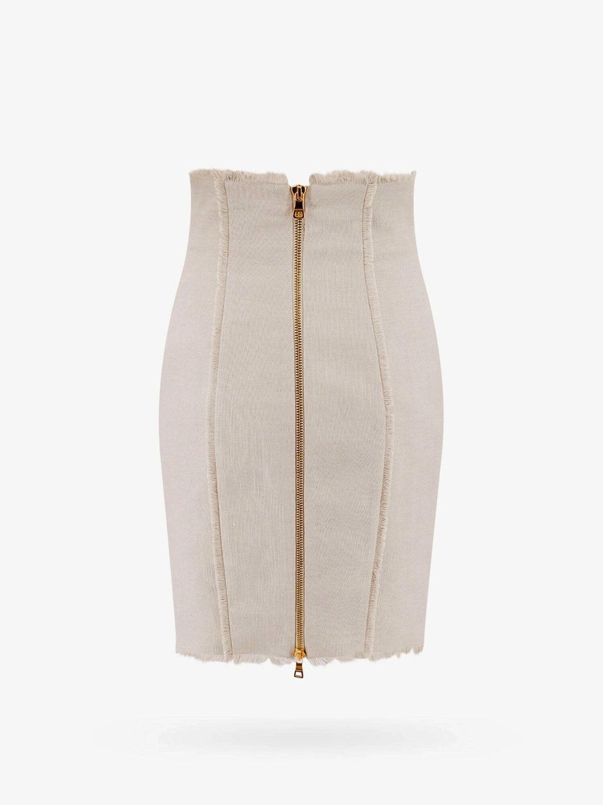Balmain o1y0625 Midi Skirt in Beige Size 27" / US 4 / IT 40 - 2 Thumbnail