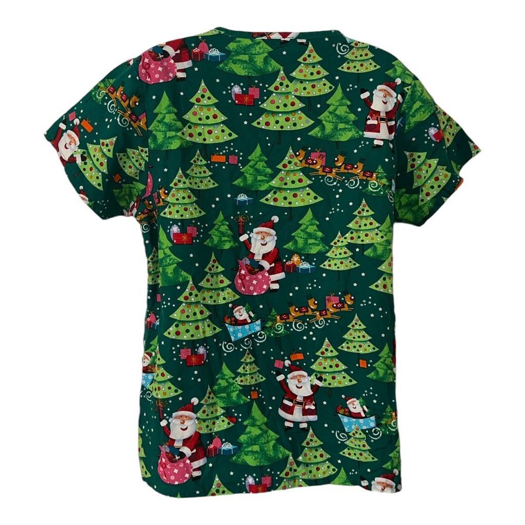 Other Women's Comfy Cotton Christmas Scrubs Top M Green Red Size M / US 6-8 / IT 42-44 - 3 Thumbnail