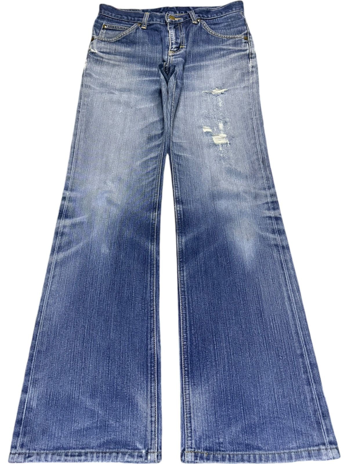 Lee Vintage Lee Faded Wash Distressed Flare Jeans Size US 31 - 1 Thumbnail