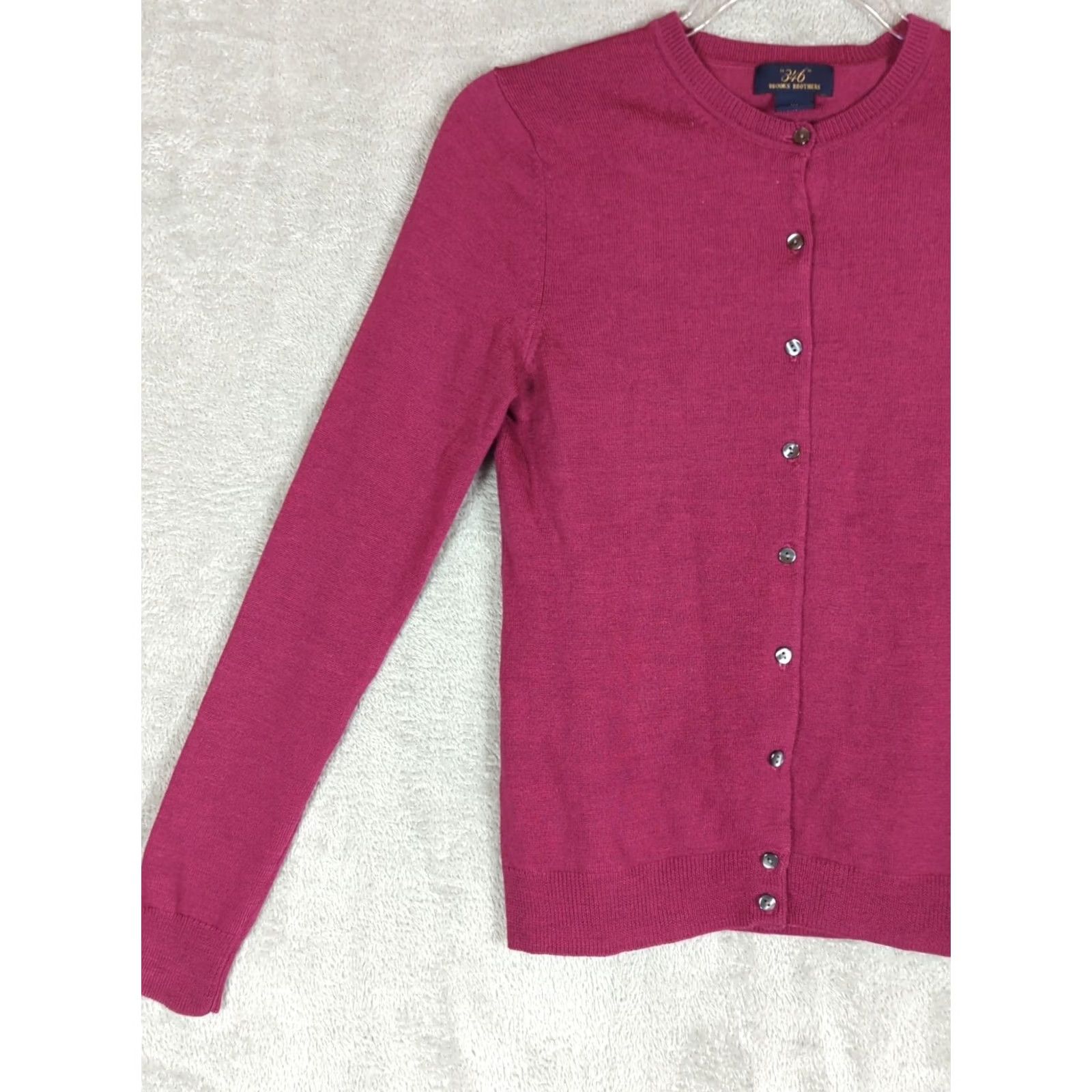 Brooks Brothers Brooks Brothers Merino Wool Cardigan Sweater XS Plum Button Front Classic Women's Size XS / US 0-2 / IT 36-38 - 2 Thumbnail
