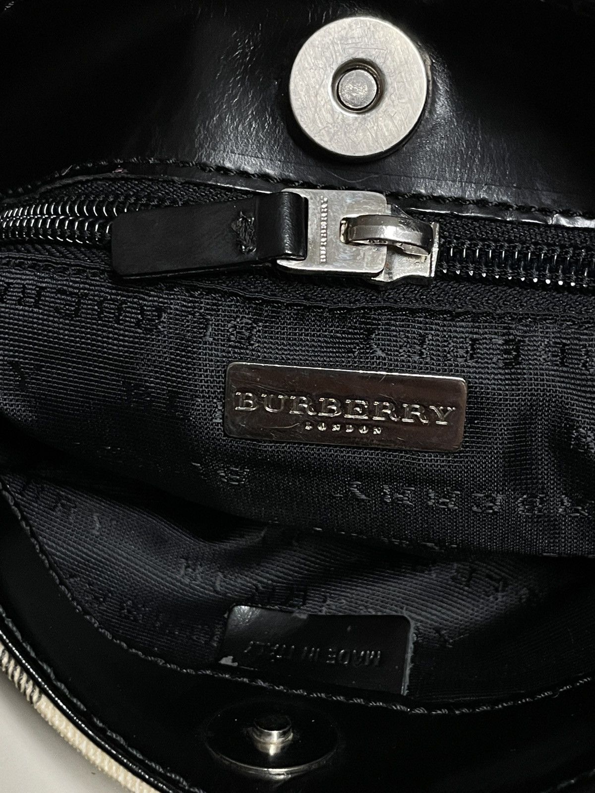 Burberry VTG BURBERRY Nova Check Leather-Canvas Tote Hand Bag Purse S Size ONE SIZE - 13 Thumbnail