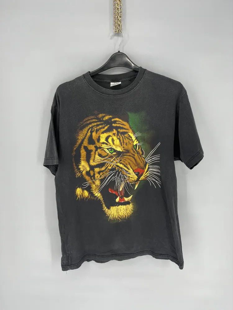 Vintage Vintage 90s Tiger Face Boxy Fit Tee Zip It London Size US L / EU 52-54 / 3 - 1 Thumbnail