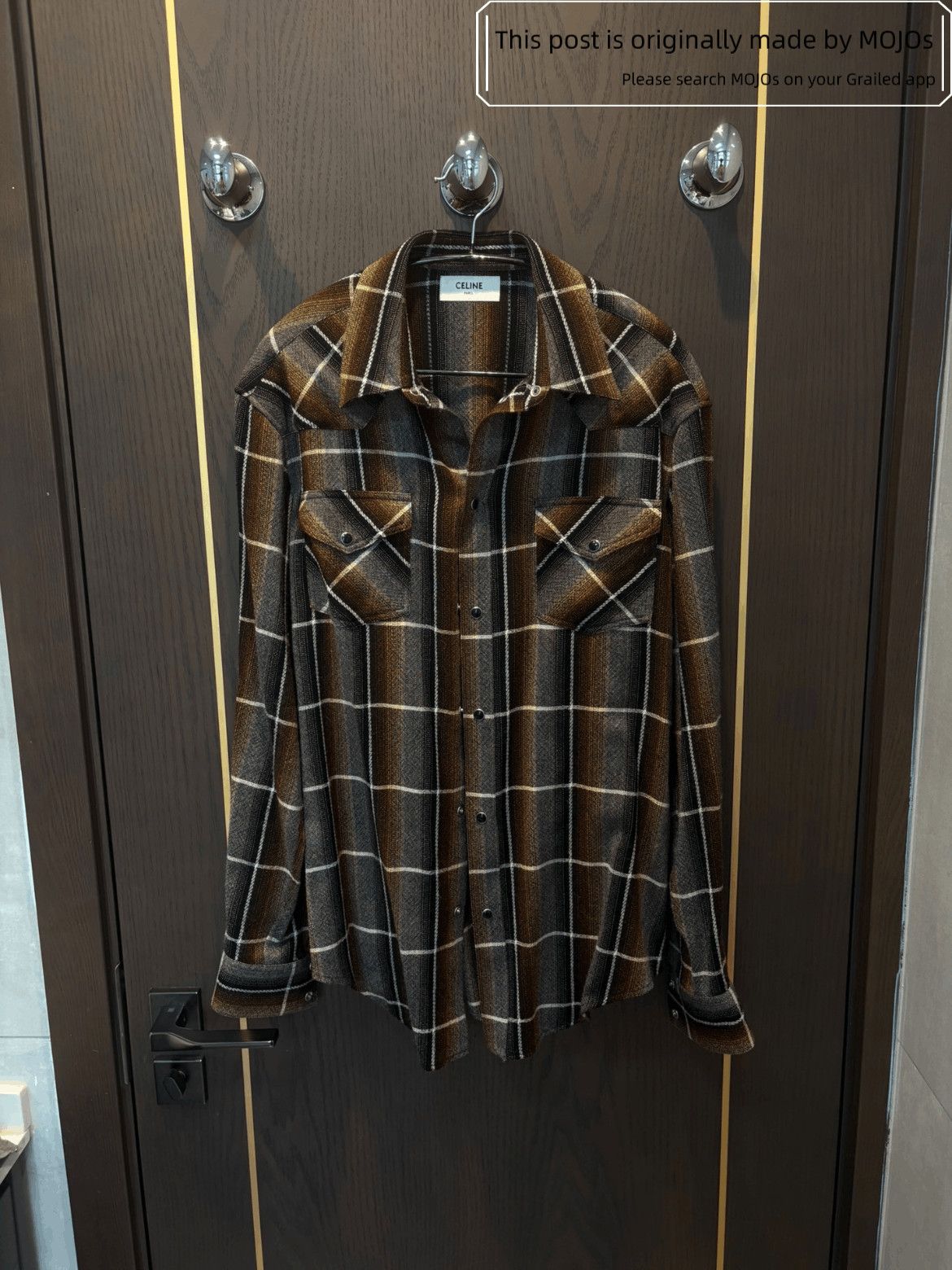 Celine Sz 39 Celine 20AW Plaid Wool Shirt Size US M / EU 48-50 / 2 - 1 Thumbnail