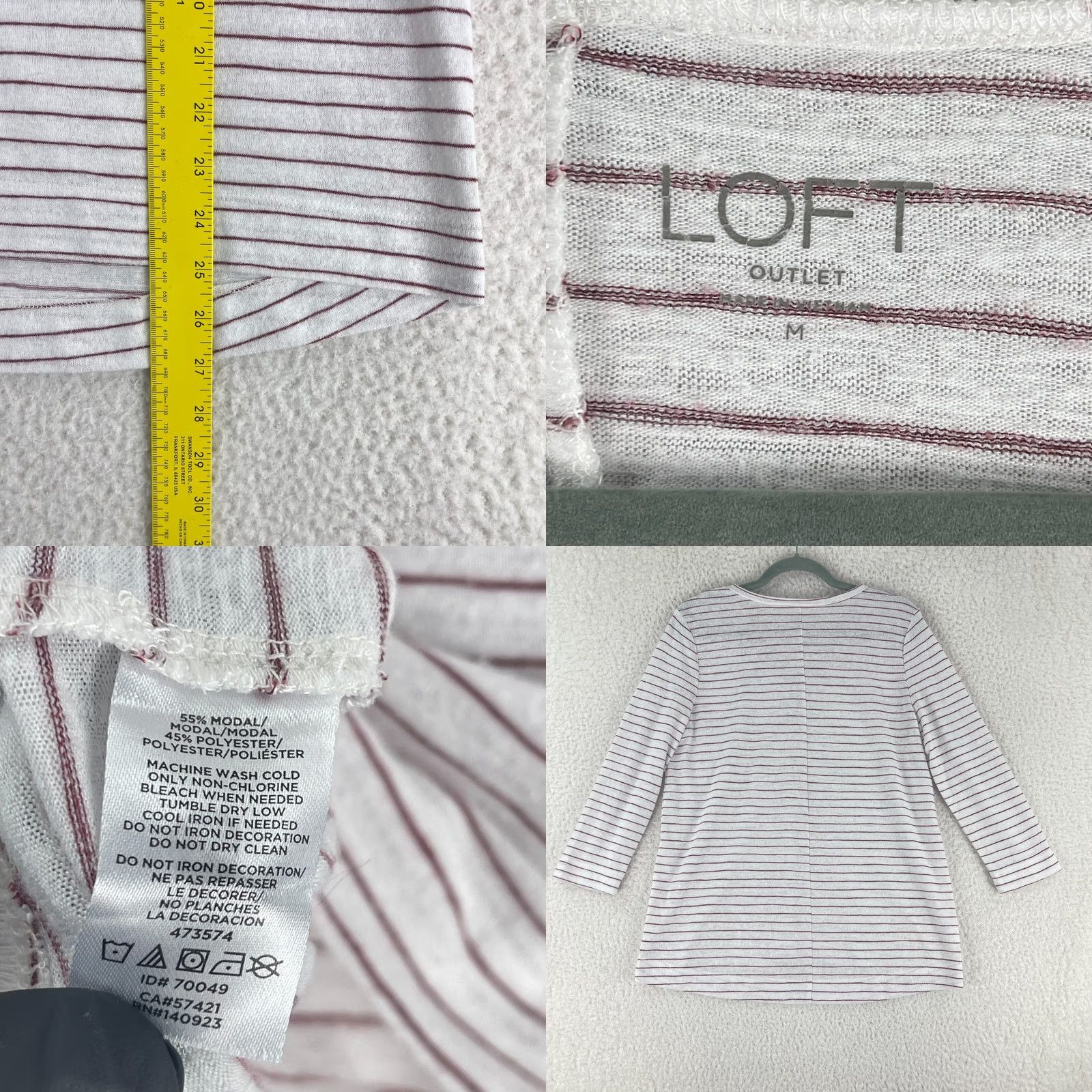 Loft LOFT White Stripe v-Neck Shirt Womens Long Sleeve Pullover Size M Casual Size M / US 6-8 / IT 42-44 - 8 Thumbnail