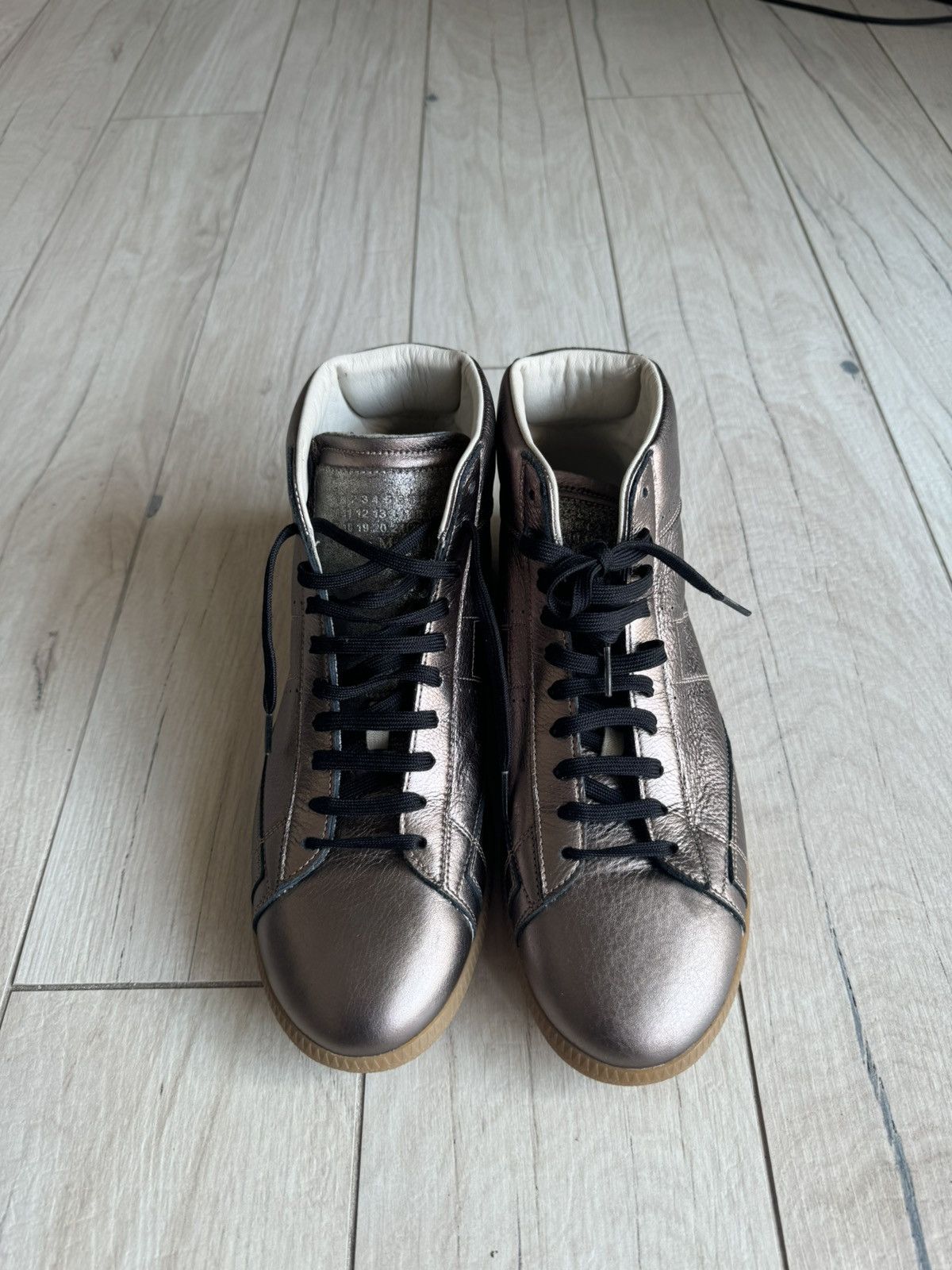 Maison Margiela Maison Margiela Foil Effect Brown High Top Sneakers Size US 11 / EU 44 - 2 Thumbnail