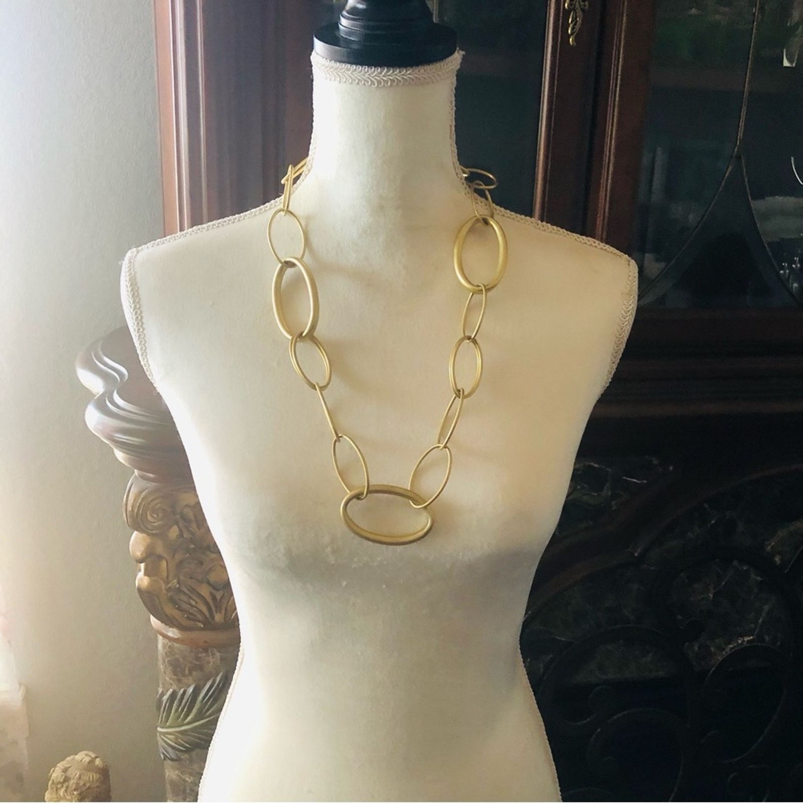 Jewelry Matte gold tone open ring necklace Size ONE SIZE - 6 Thumbnail
