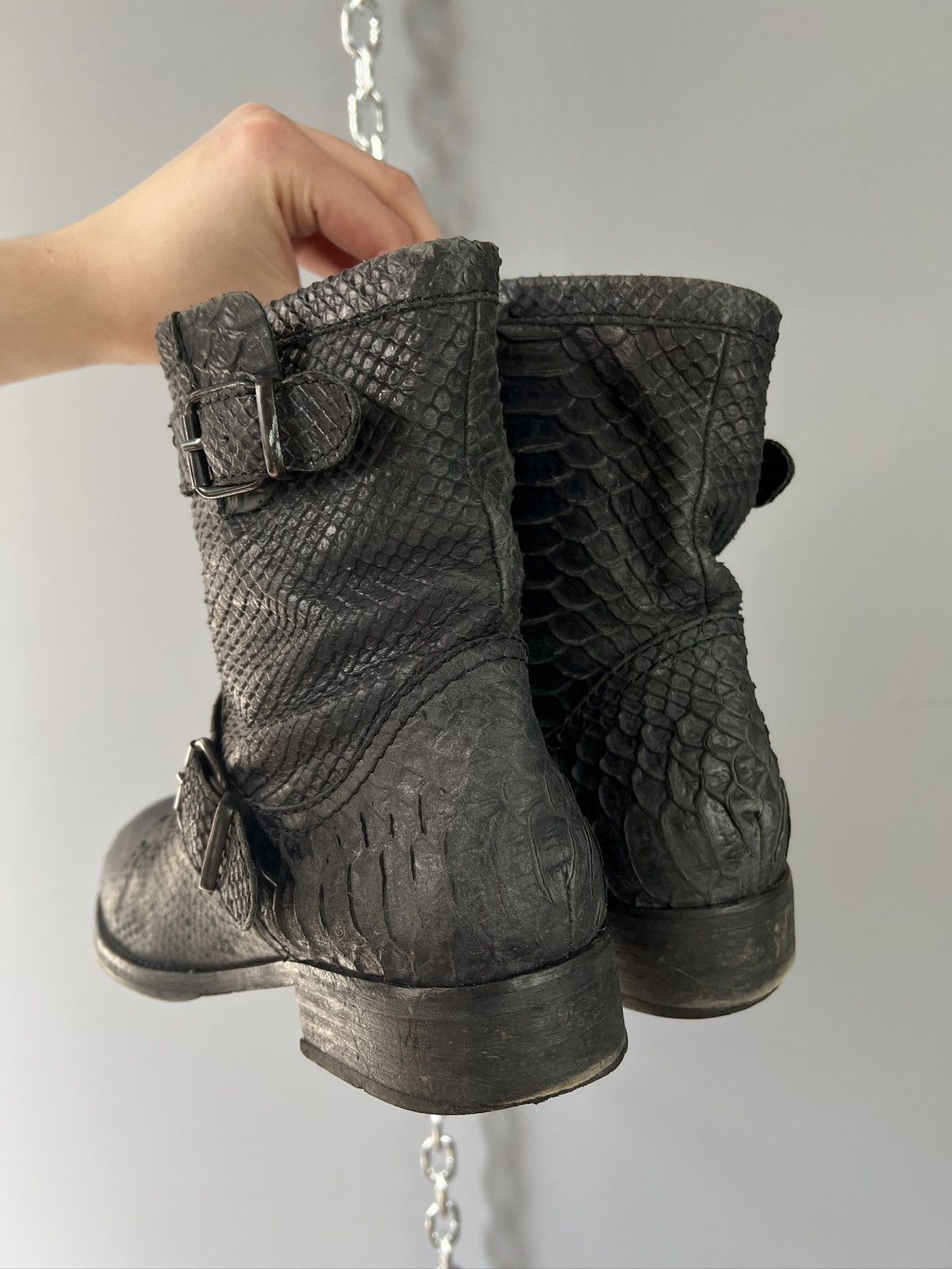 Hedi Slimane Avant garde snake leather y2k gothic artisan boots Size US 8 / EU 41 - 5 Thumbnail