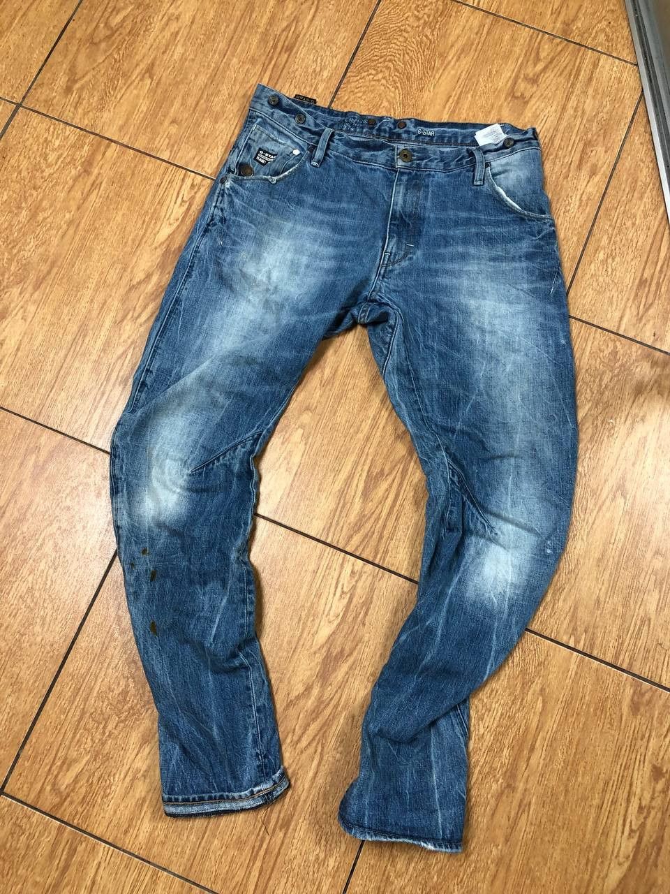 G-Star Crazy Crash Dirty Baggy Faded Jean Japan Avant Garde Style Size US 33 - 14 Thumbnail