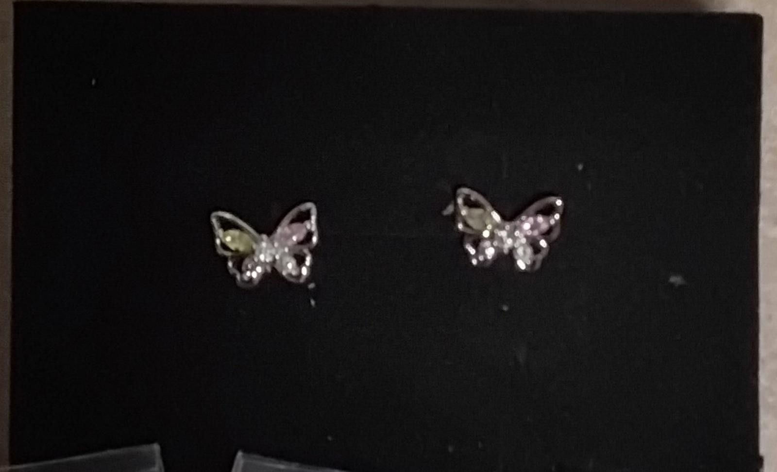 The Unbranded Brand Butterfly Stud Earrings W/ Pink,Yellow,Purple,clear stones Size ONE SIZE - 2 Thumbnail