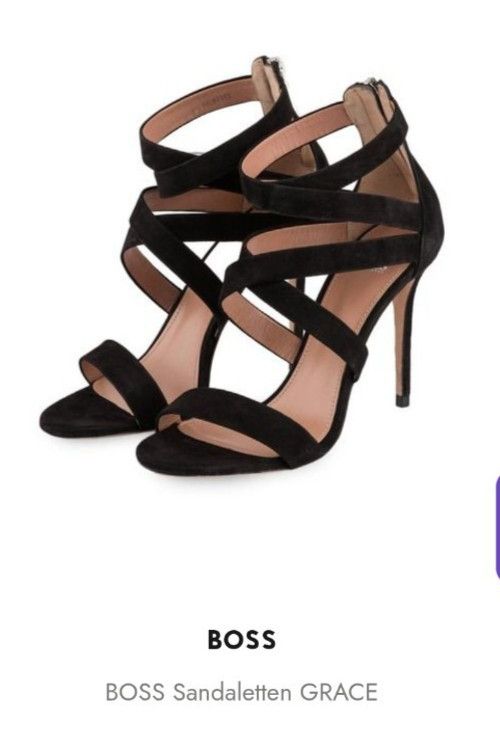 Hugo Boss BOSS Hugo Boos GRACE Black Suede Sandals Heels 38/7.5 Size US 7.5 / IT 37.5 - 15 Thumbnail