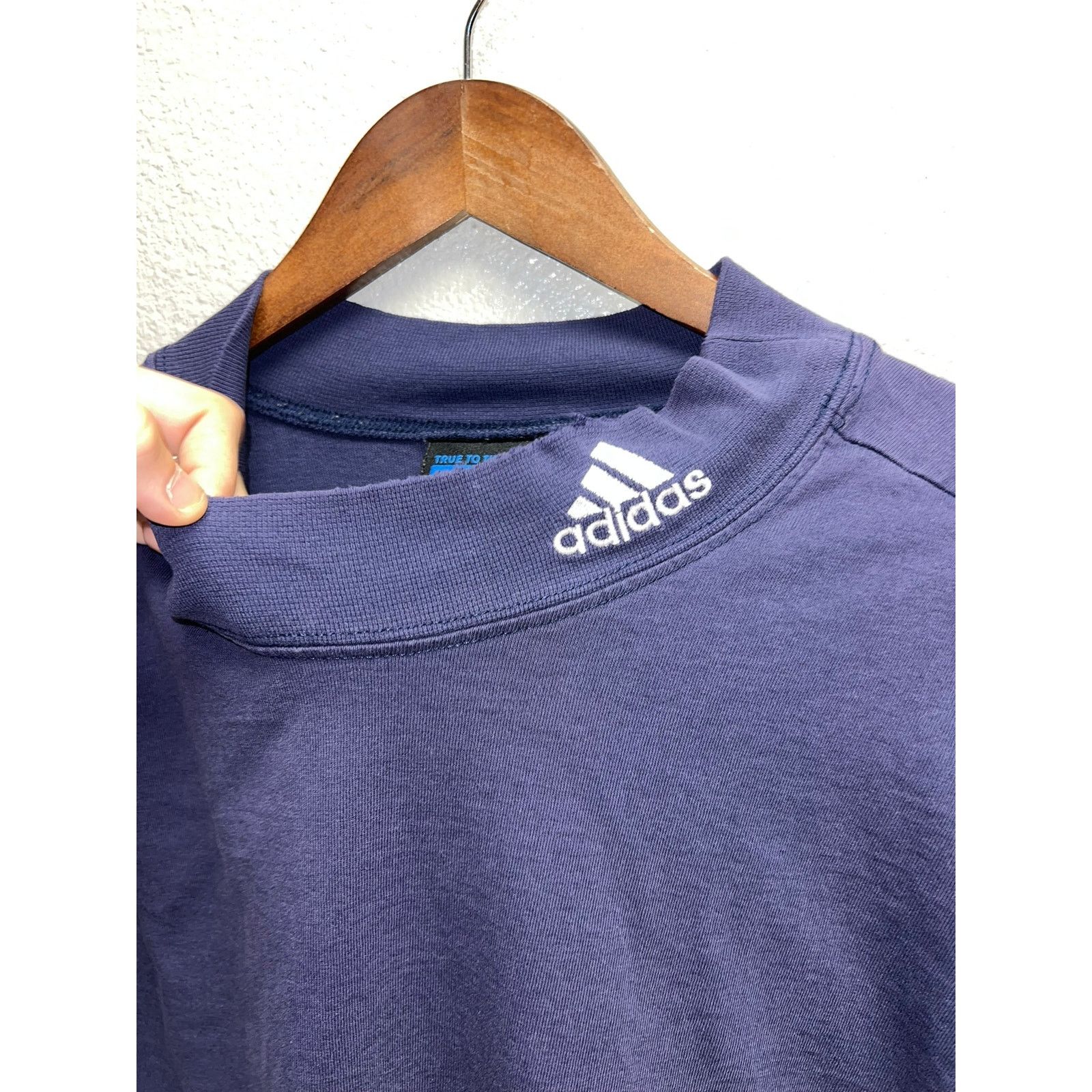 Adidas Vintage Adidas Blue Mock Neck Long Sleeve Shirt VTG 90s XL Size US XL / EU 56 / 4 - 3 Thumbnail