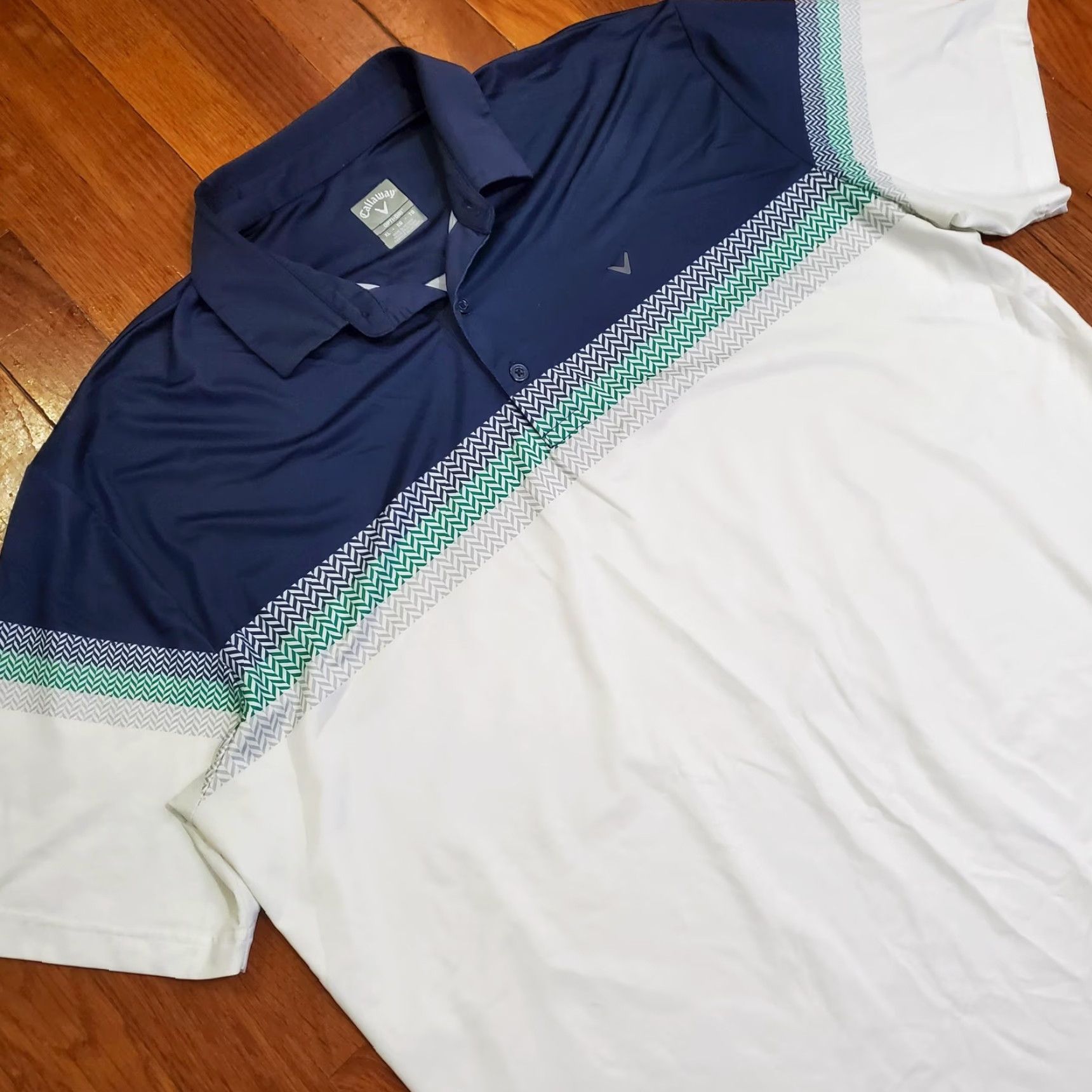 Callaway Callaway Polo Shirt Mens XL Navy White Chevron Opti-Dri Golf Performance Short Sleeve Size US XL / EU 56 / 4 - 2 Thumbnail