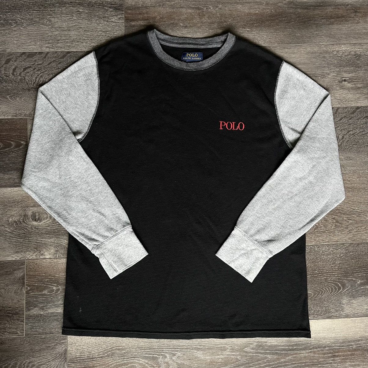 Polo Ralph Lauren Vintage Polo Ralph Lauren Two Toned Thermal Longsleeve Tee Size US XL / EU 56 / 4 - 1 Thumbnail