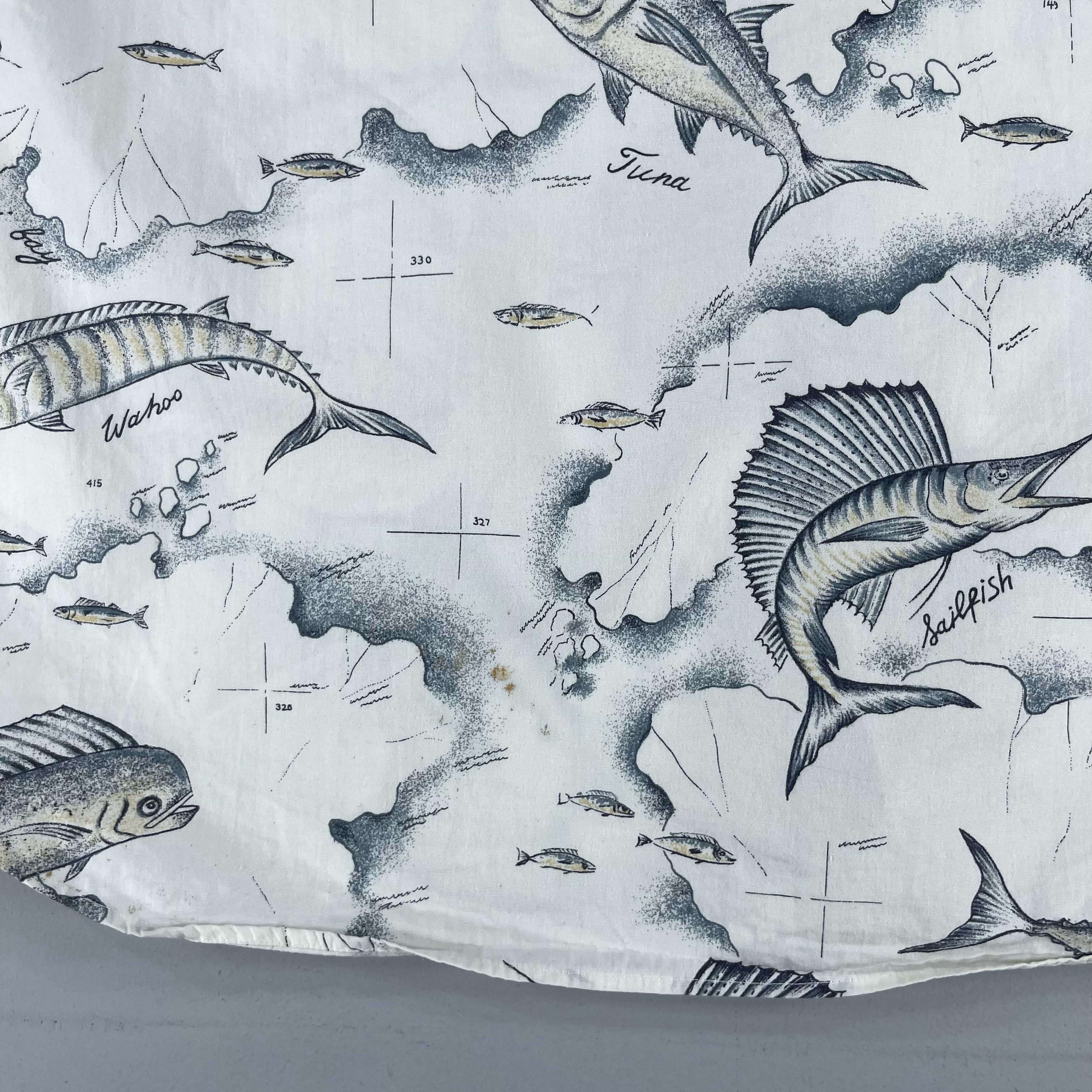 Other Vintage Y2K Hawaiian Deep Ocean Fish Printed Shirt Button Up Size US XL / EU 56 / 4 - 12 Thumbnail