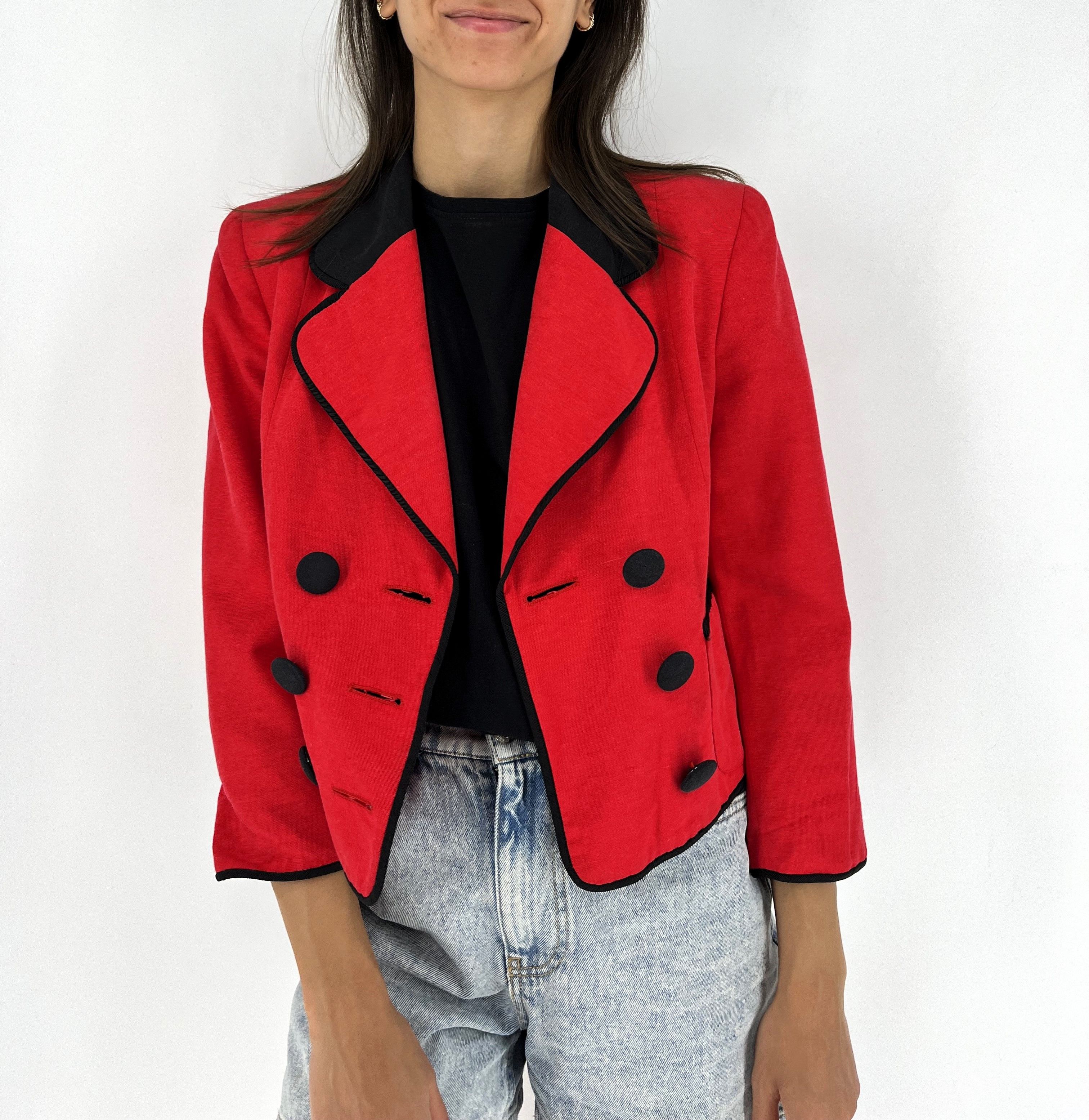 Moschino MOSCHINO Cheap and Chic 1990s Red Double Breast Crop Jacket Size M / US 6-8 / IT 42-44 - 2 Thumbnail