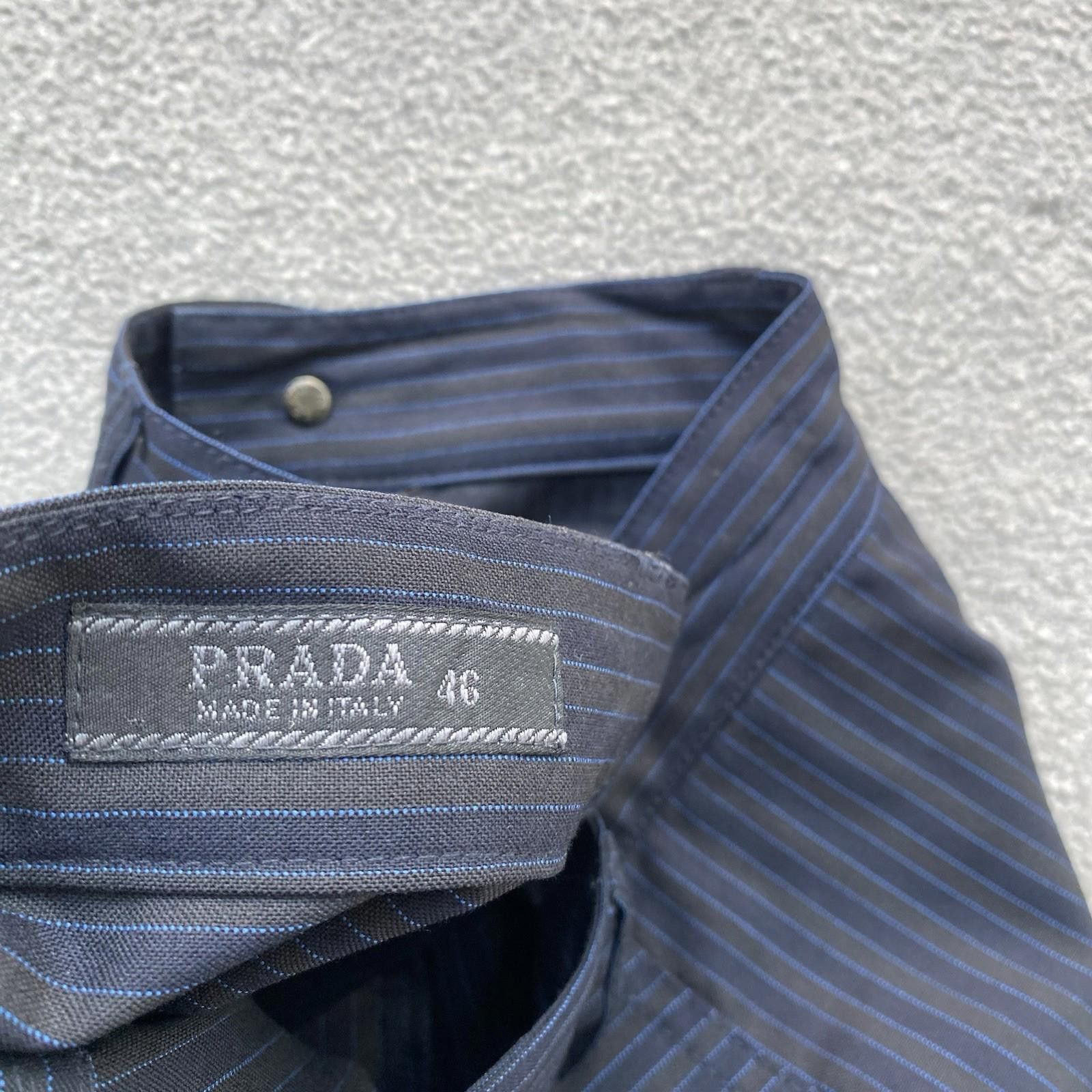 Prada Prada Men’s 100% Virgin Wool Striped Trousers Size 46 Navy Size US 30 / EU 46 - 6 Thumbnail