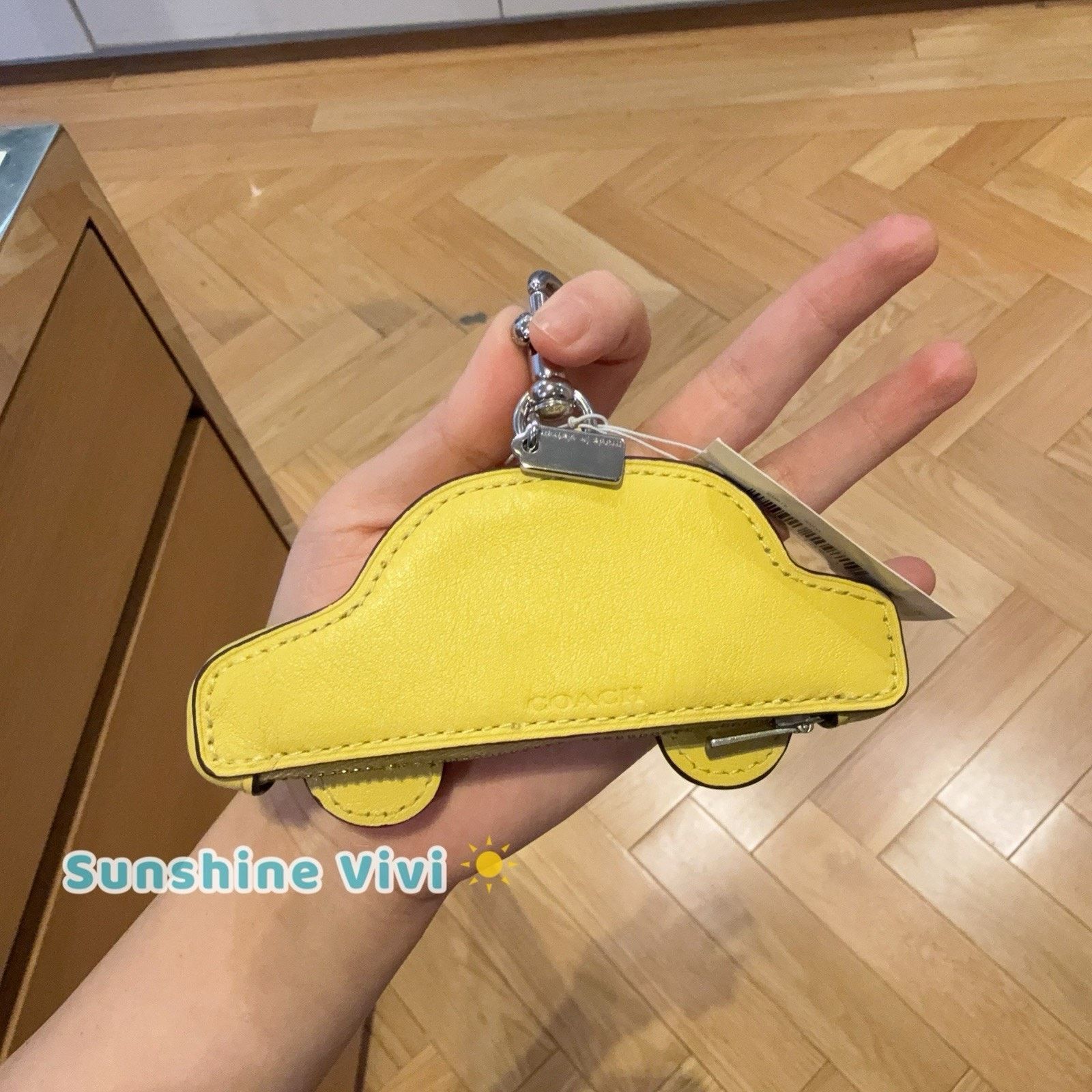 Coach NWT Coach Leather Taxi Bag Charm Silver/Yellow CDB16 Size ONE SIZE - 2 Thumbnail